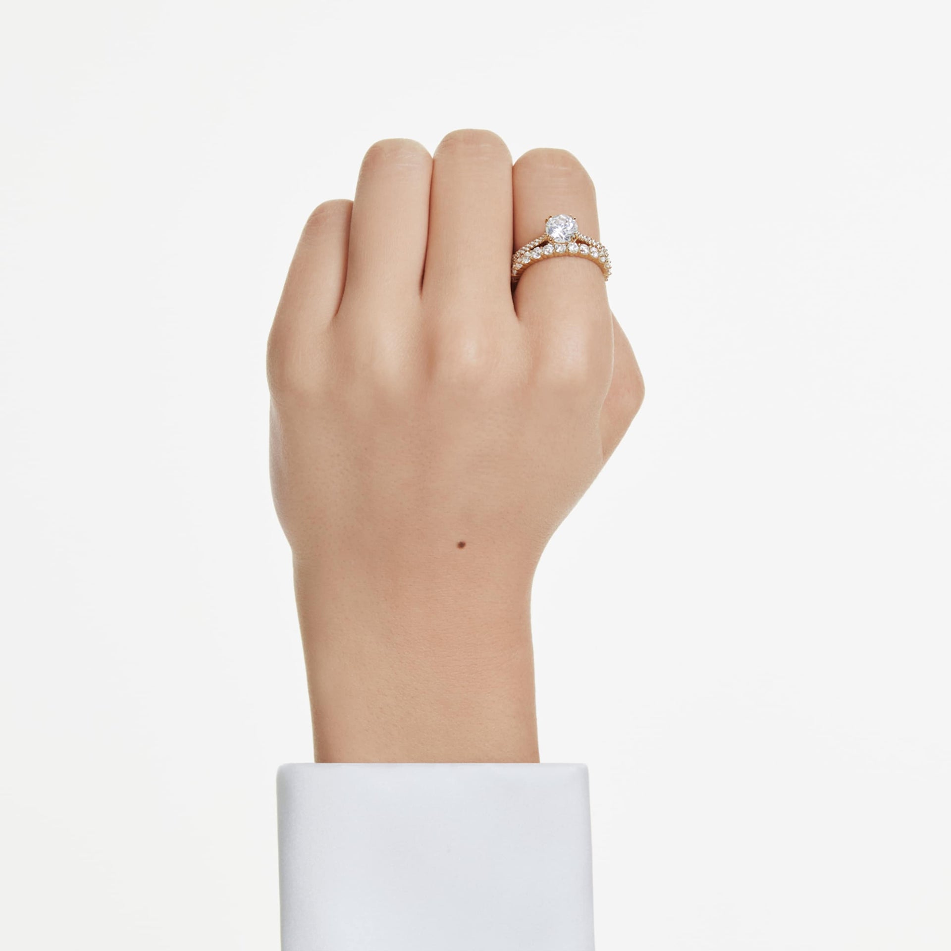 STILLA RING SET 2 ROUND CUT WHITE GOLD TONE PLATED