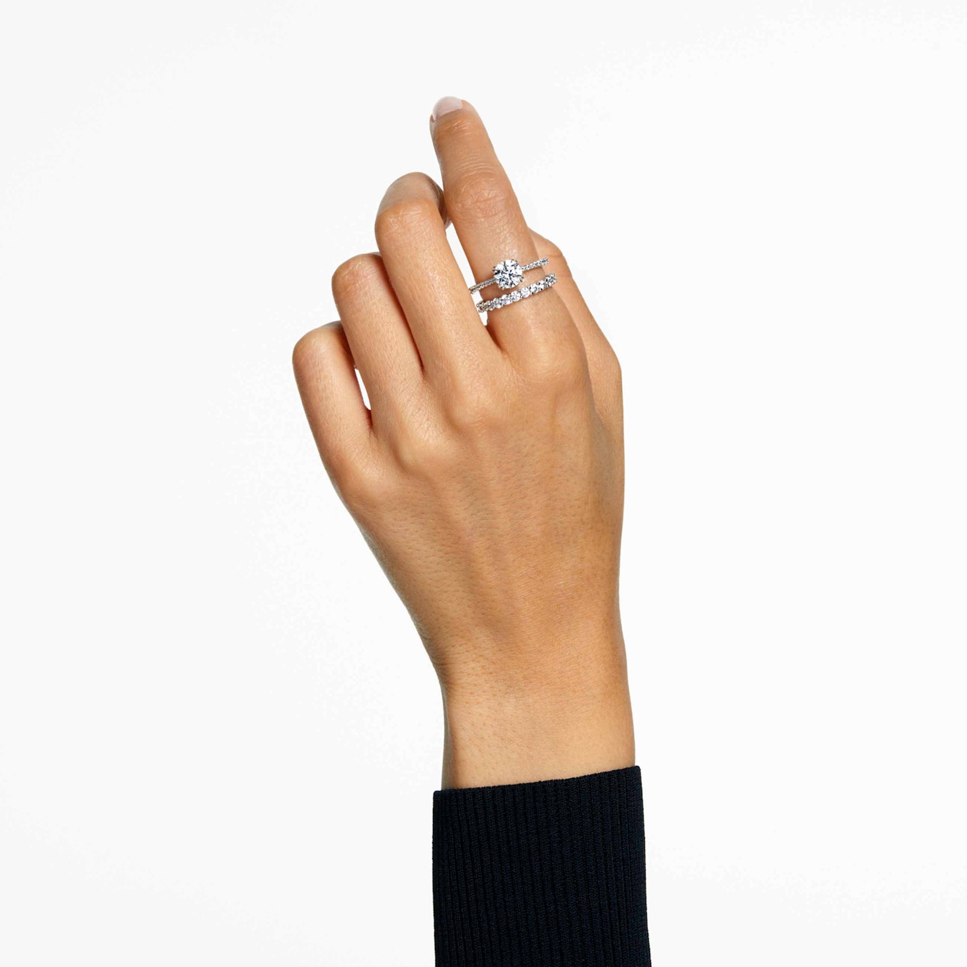 STILLA RING SET 2 ROUND CUT WHITE RHODIUM PLATED