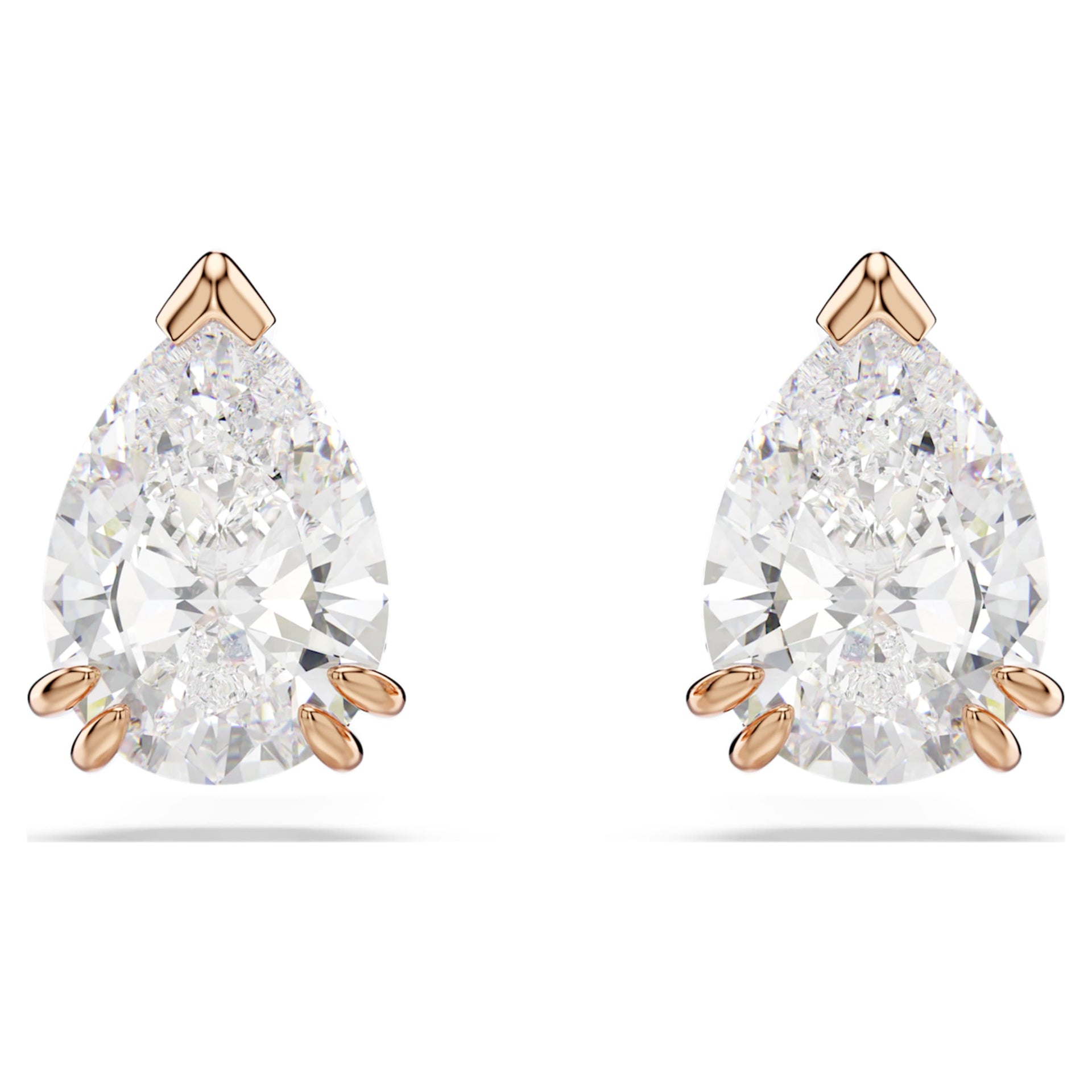STILLA STUD EARRINGS PEAR CUT WHITE ROSE GOLD TONE PLATED