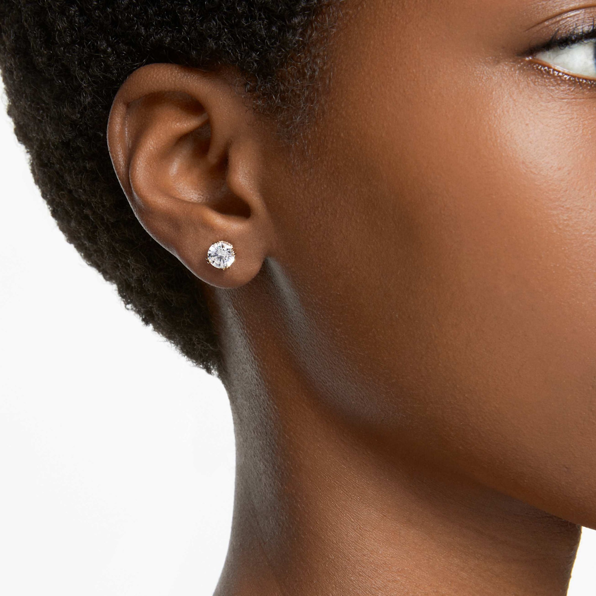 STILLA STUD EARRINGS ROUND CUT WHITE GOLD TONE PLATED