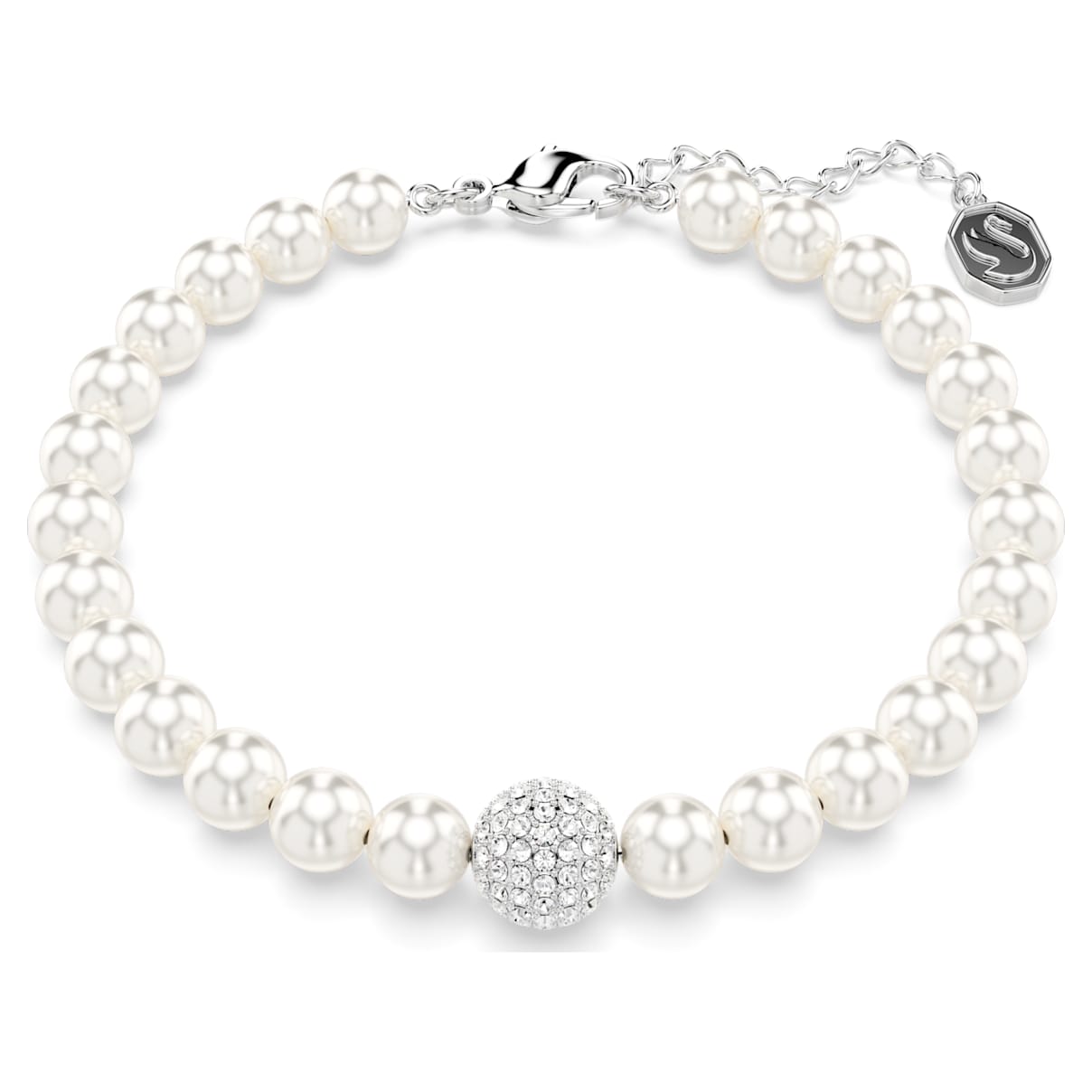 SWAROVSKI REMIX COLLECTION STRAND CRYSTAL PEARL WHITE RHODIUM PLATED