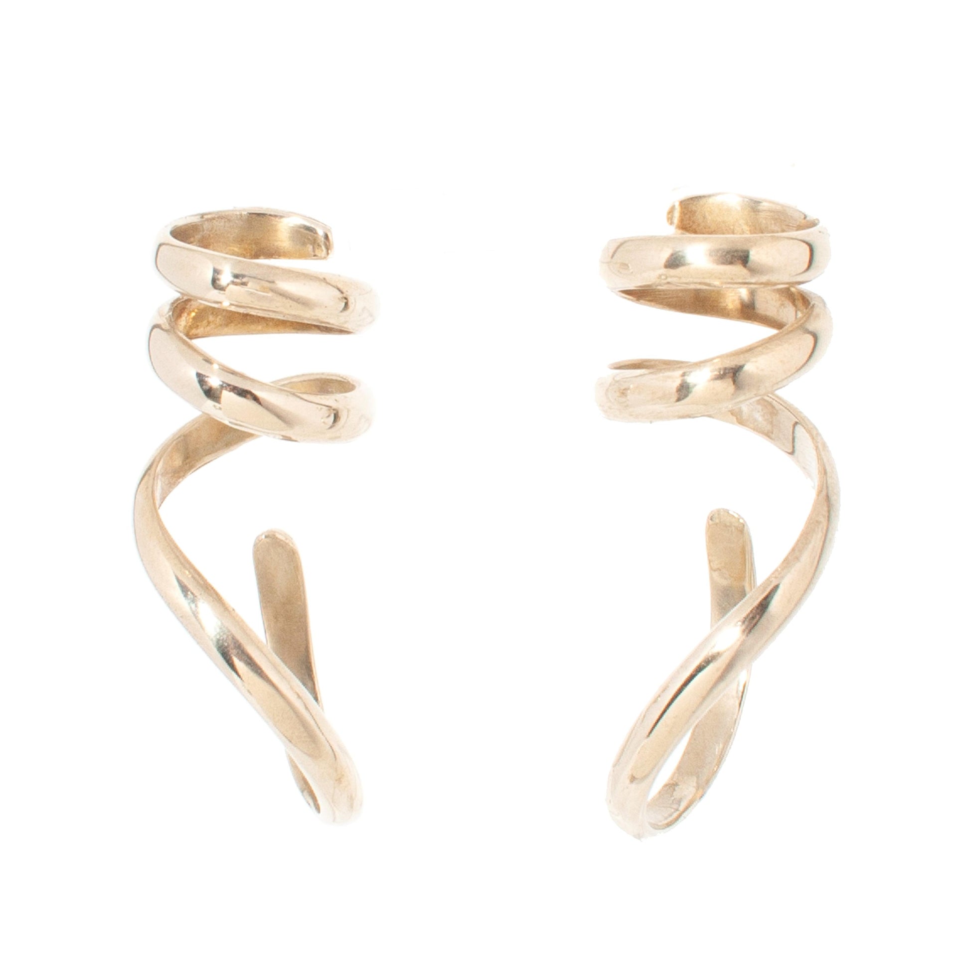 Strata Earrings – Sculptural Spiral Earrings In Recycled Brass