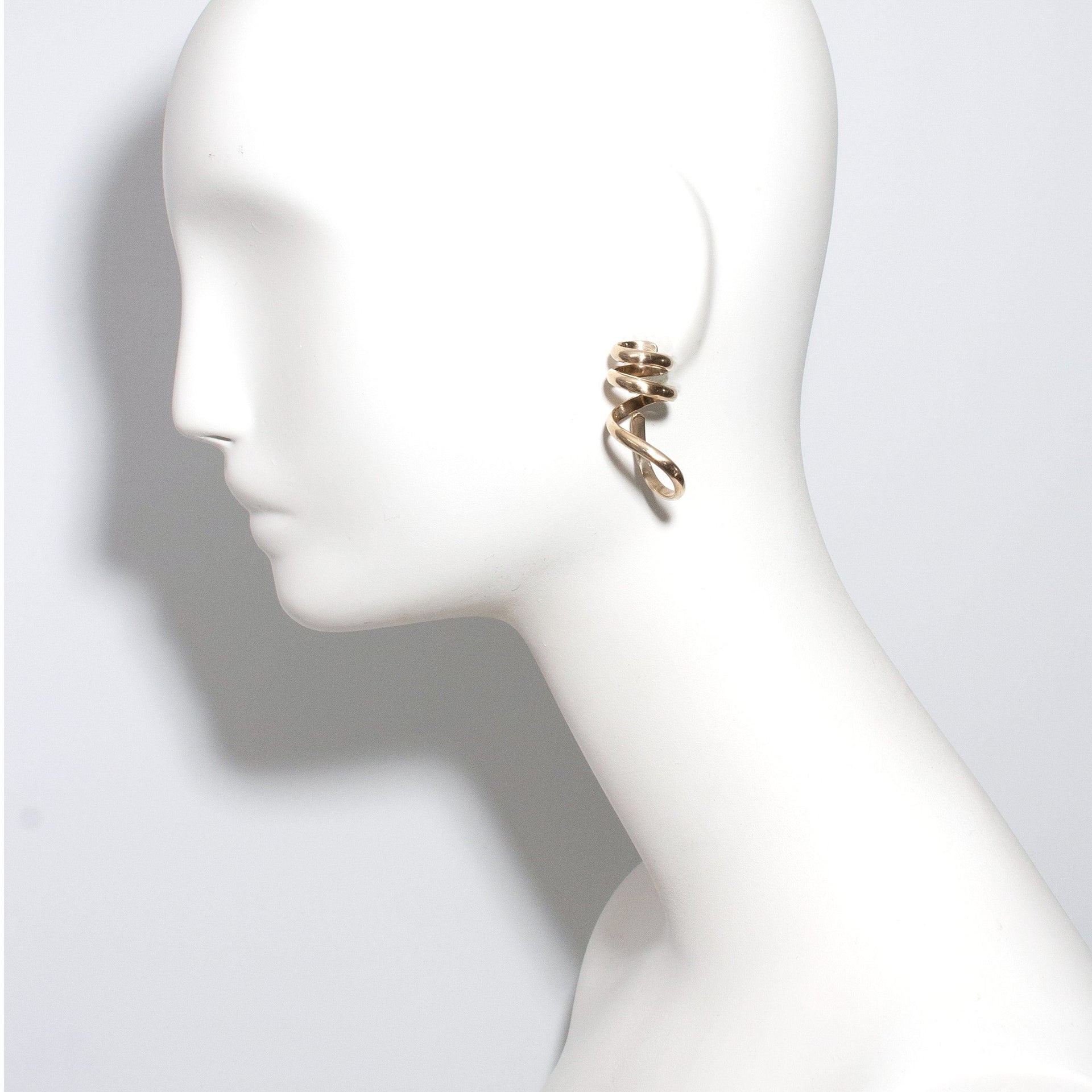 Strata Earrings – Sculptural Spiral Earrings In Recycled Brass