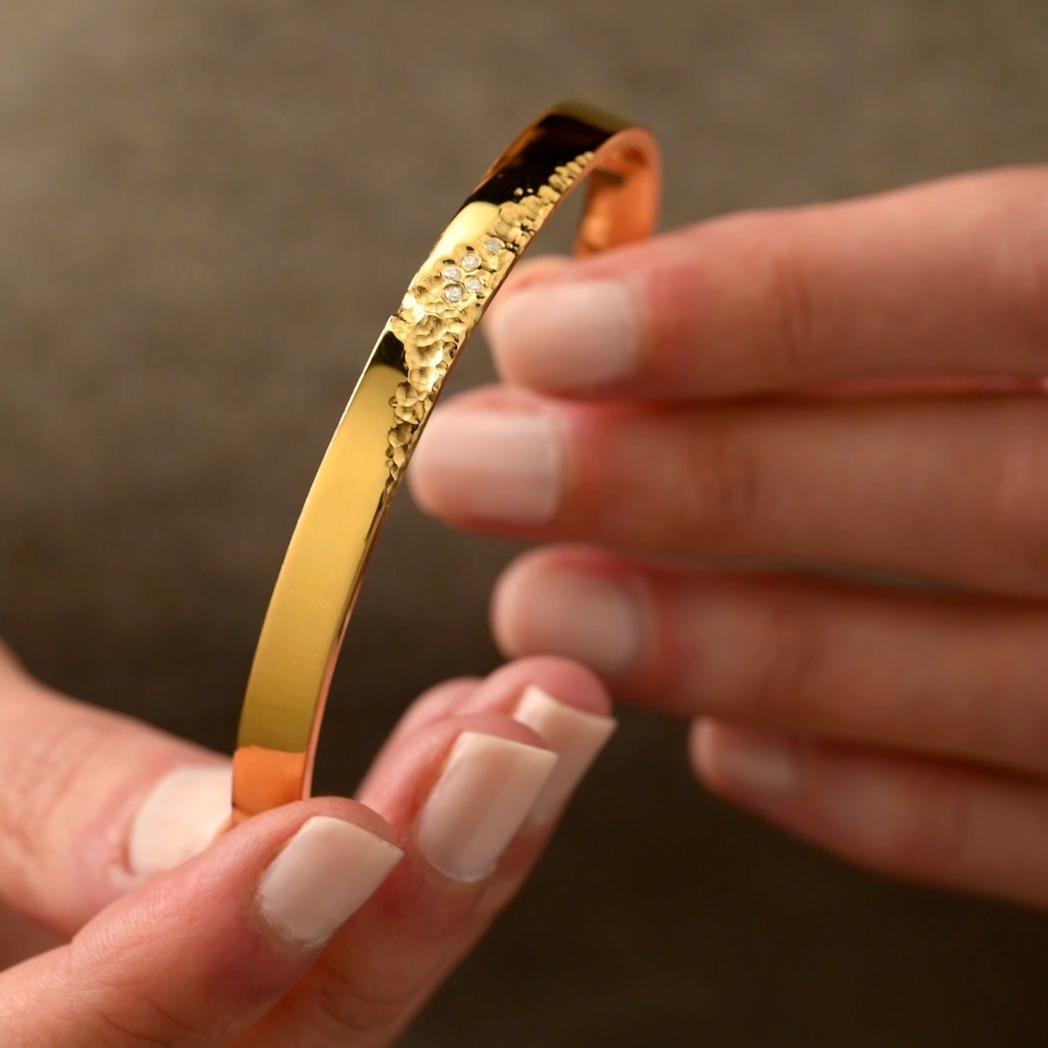 Strata Gold And Diamond Cuff Bangle