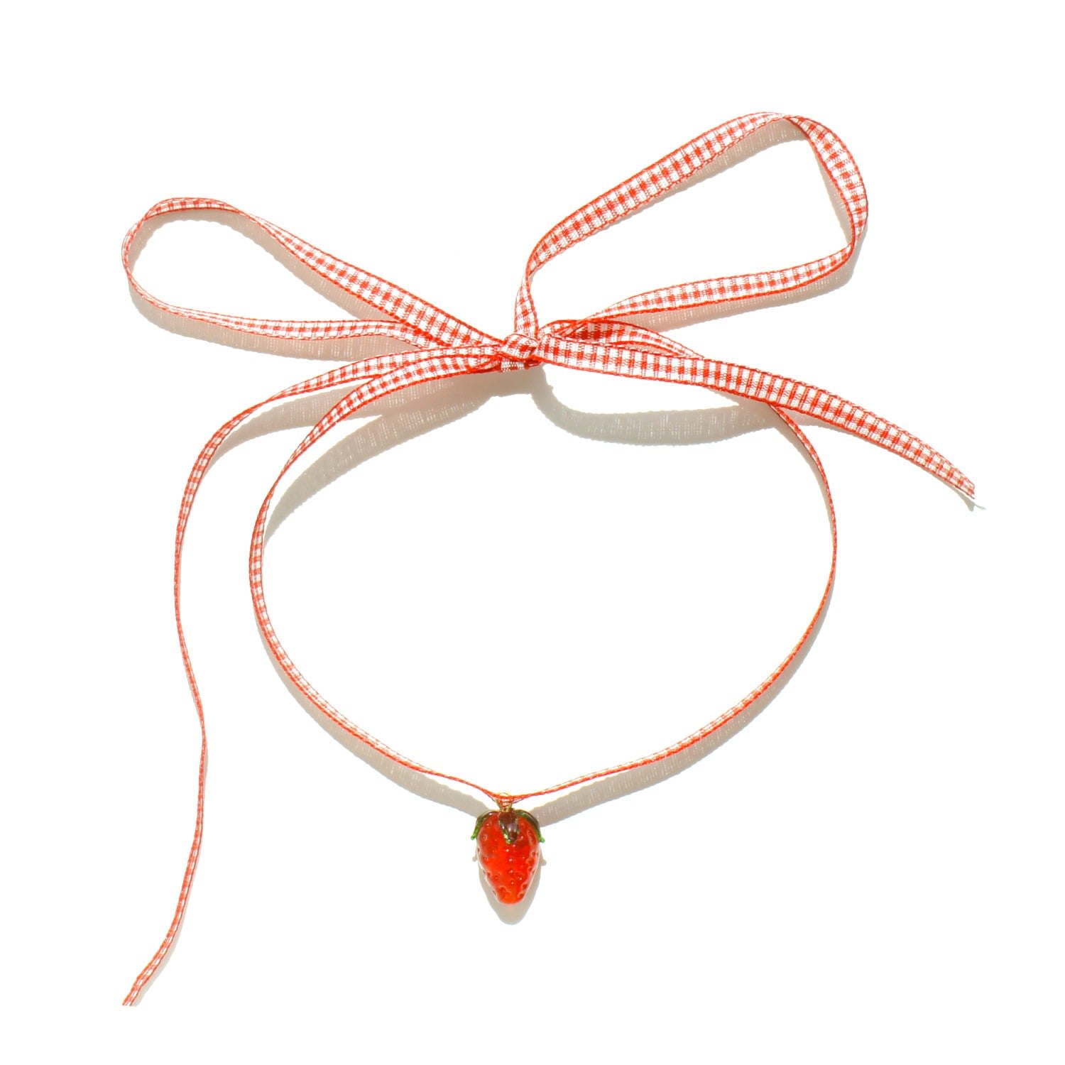 Strawberry Fields Red Gingham Ribbon Choker
