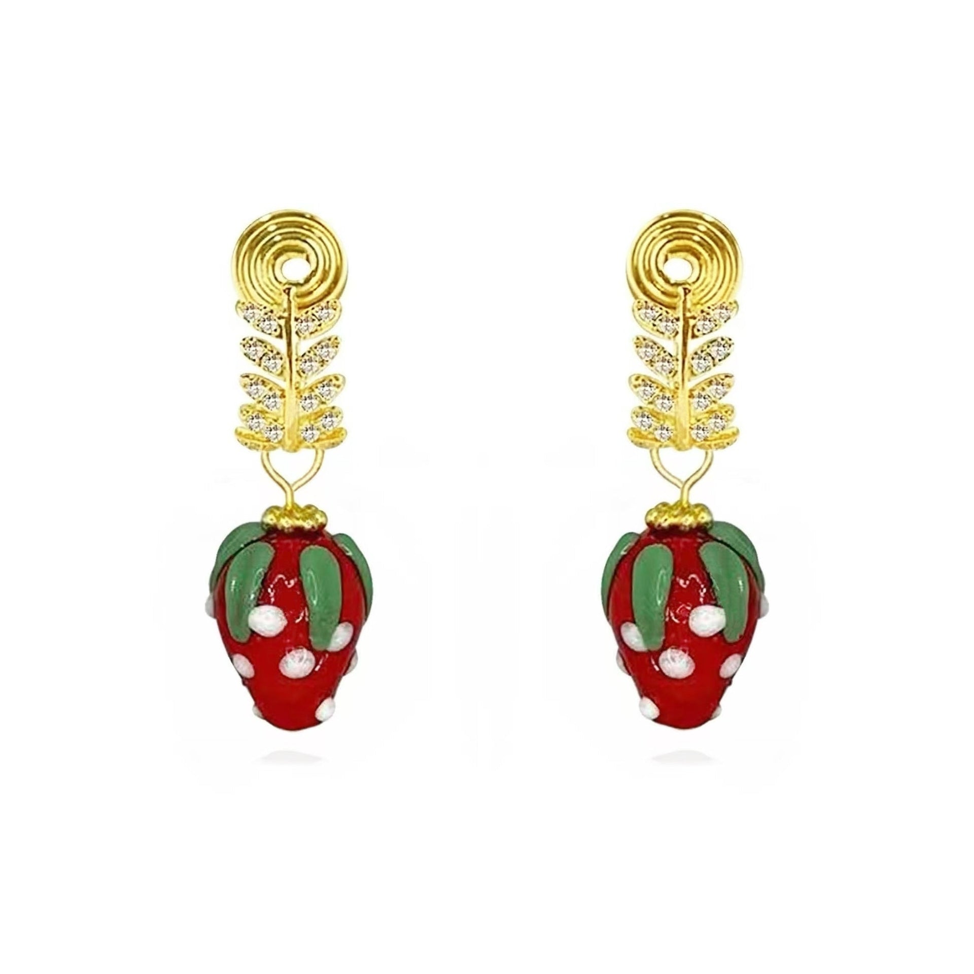 Strawberry Hoops Clip On Earring