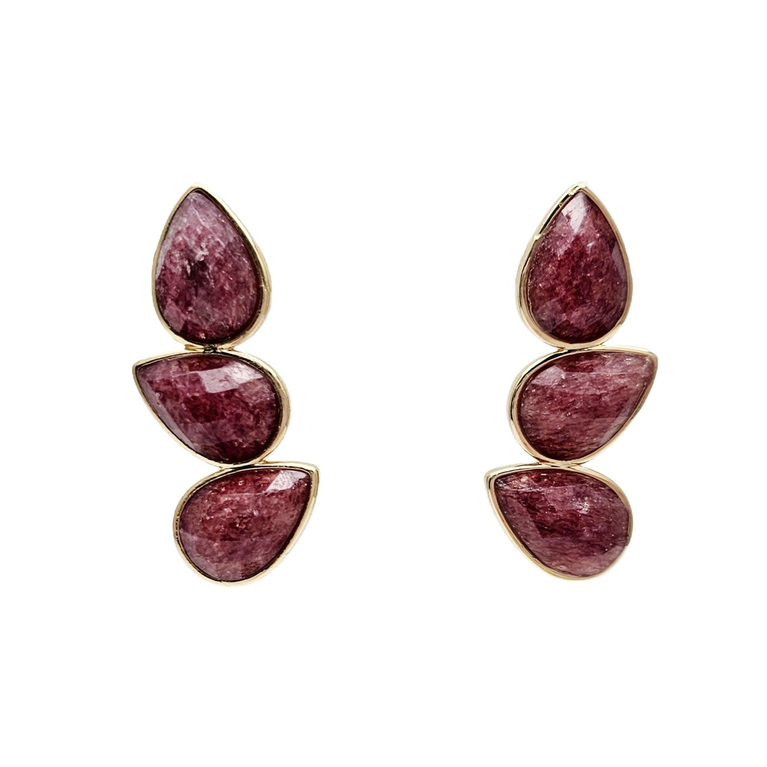 Strawberry Quartz Statement Stud Earrings