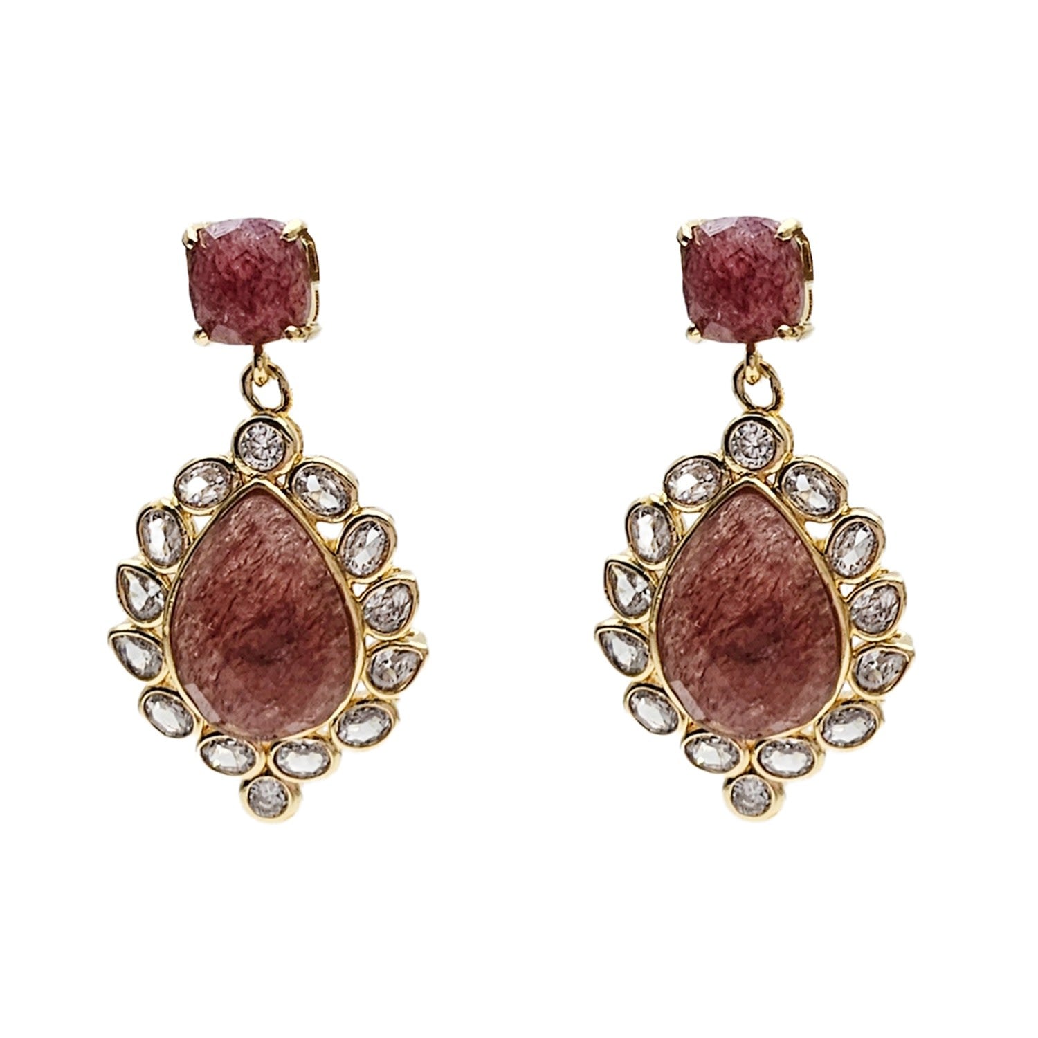 Strawberry Quartz Victoria Style Earrings