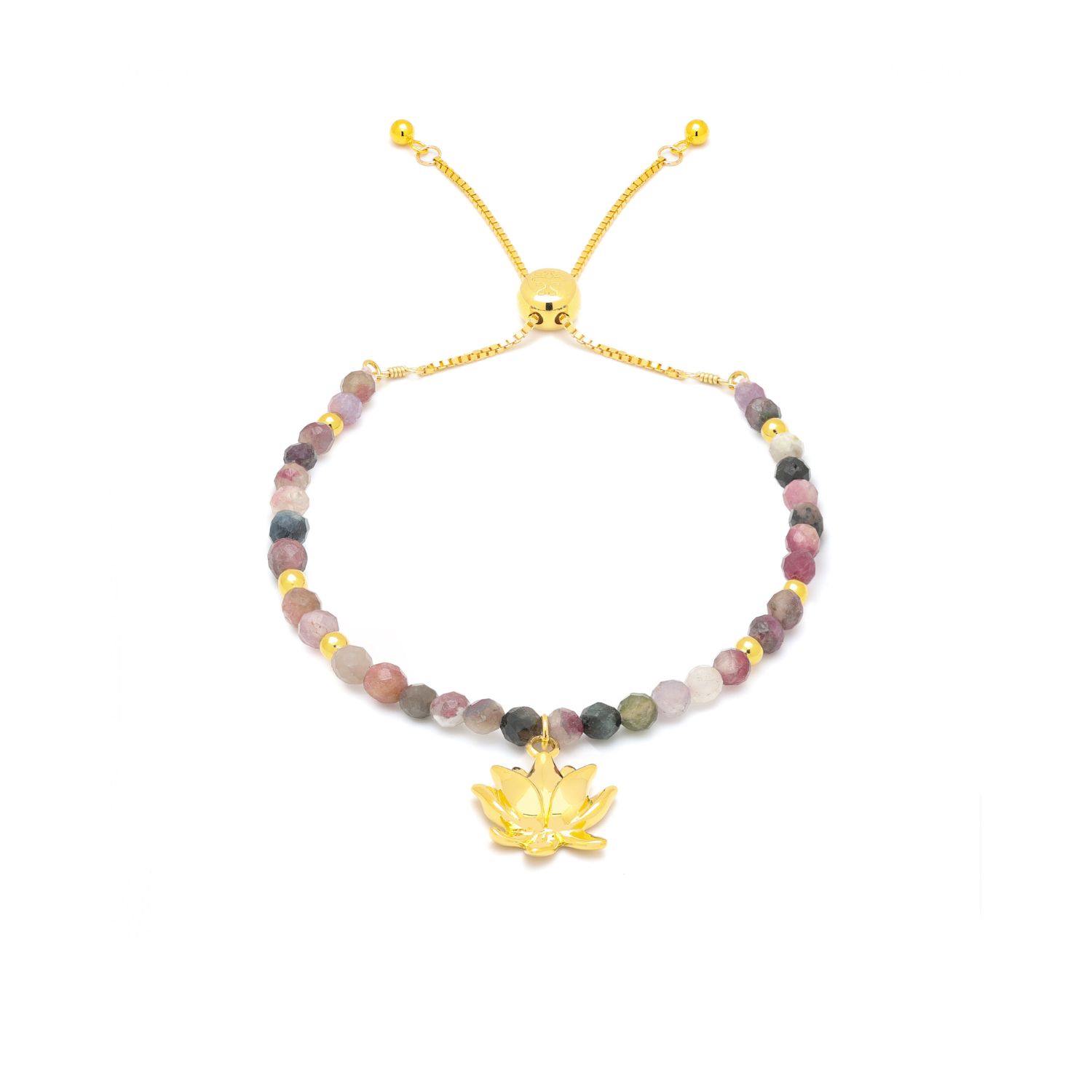 Strength Of Spirit, Rising Lotus Tourmaline Bracelet, Gold Over Sterling Silver