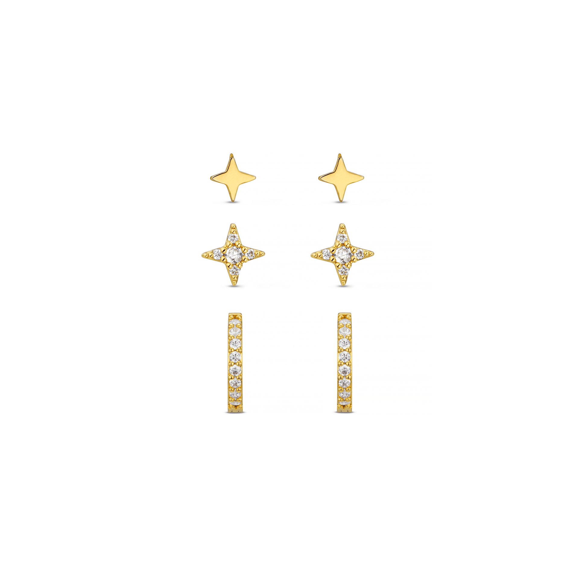 Crystal Star & Micro Pave Hoop Earrings Pack