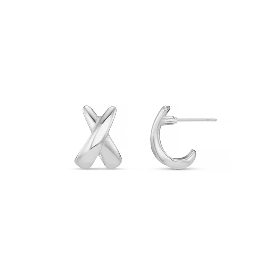 Crossover Wrap Hoop Earrings - Silver