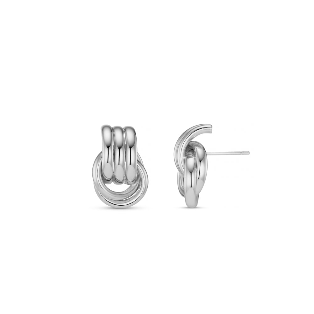LUXE Mini Interlocking Stud Earrings - Silver