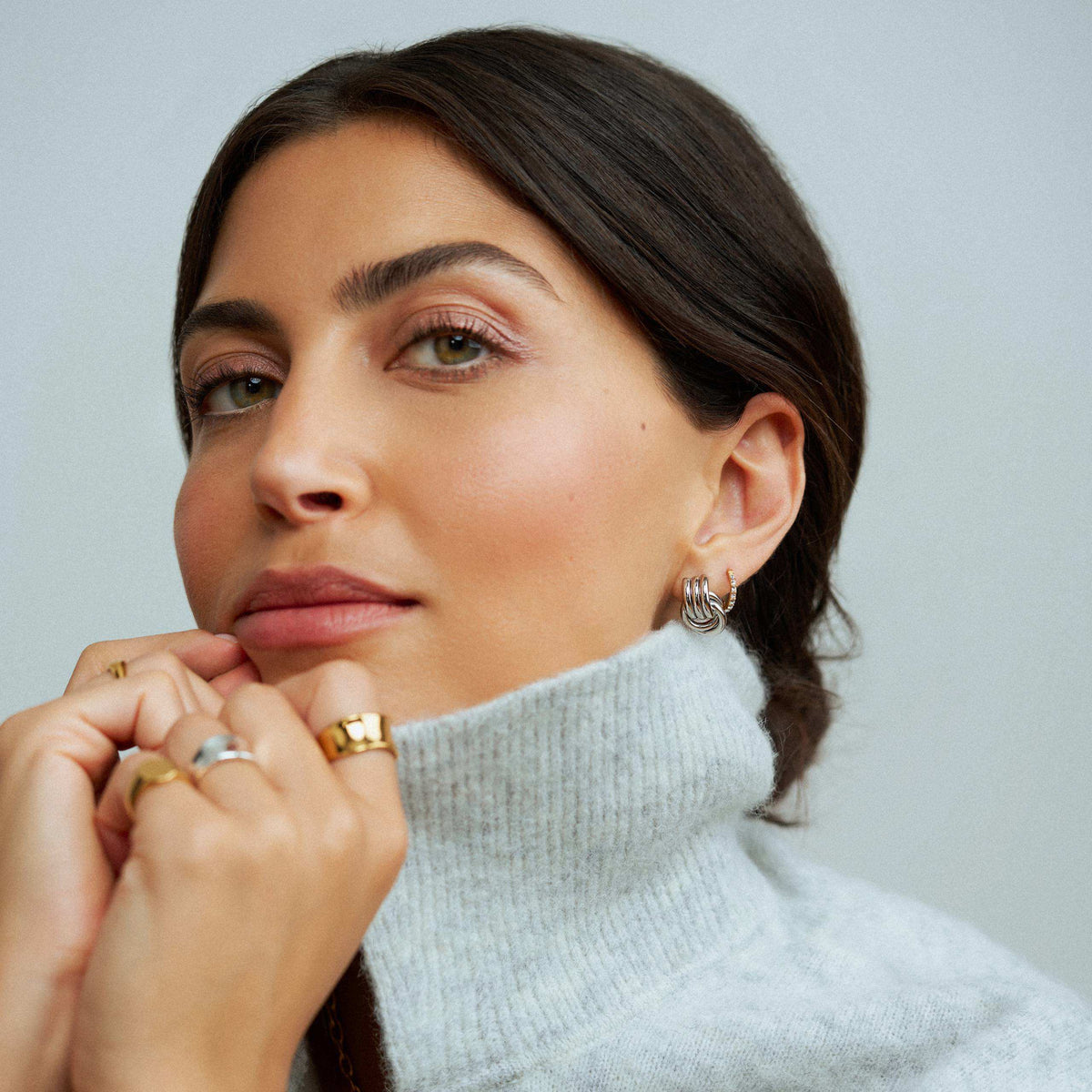 LUXE Mini Interlocking Stud Earrings - Silver