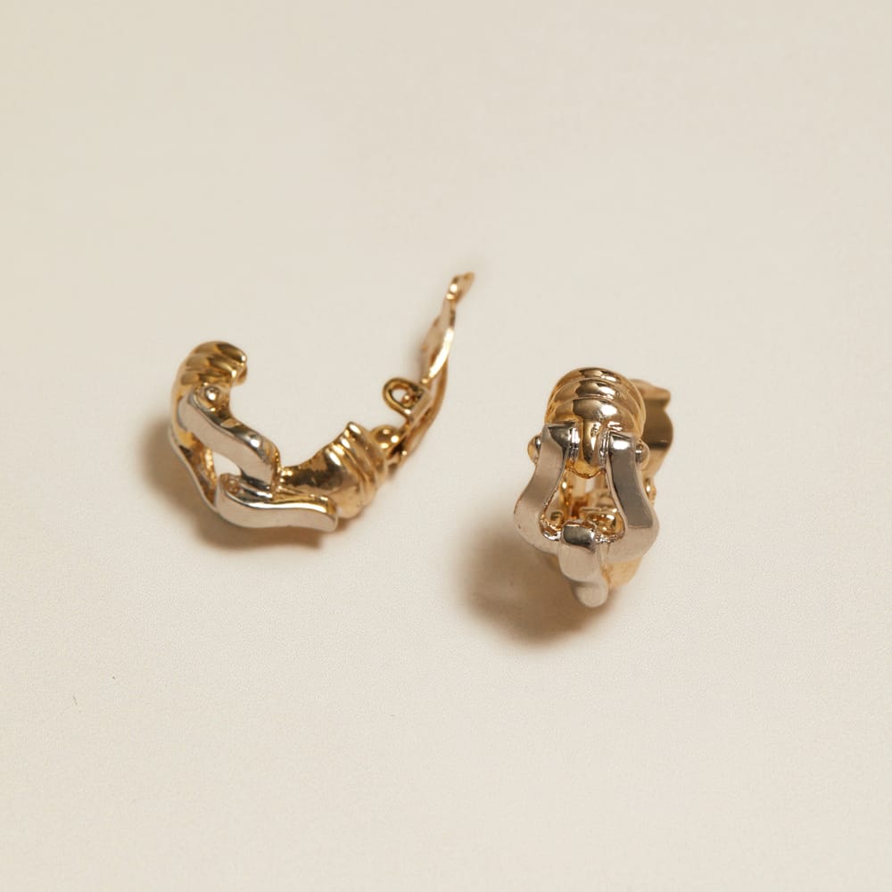 Vintage Mixed Metal Buckle Clip-On Earrings