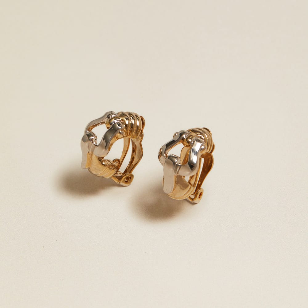 Vintage Mixed Metal Buckle Clip-On Earrings