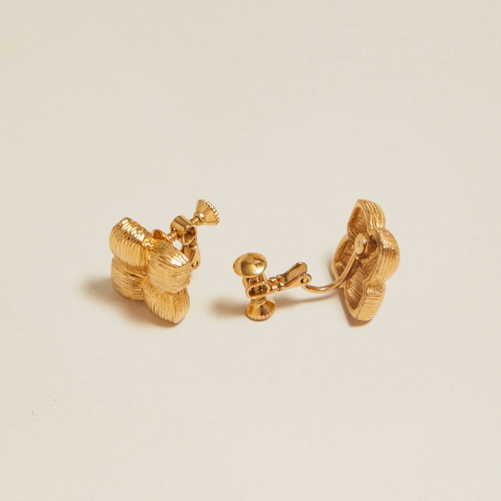 Vintage Textured Woven Clip-On Earrings
