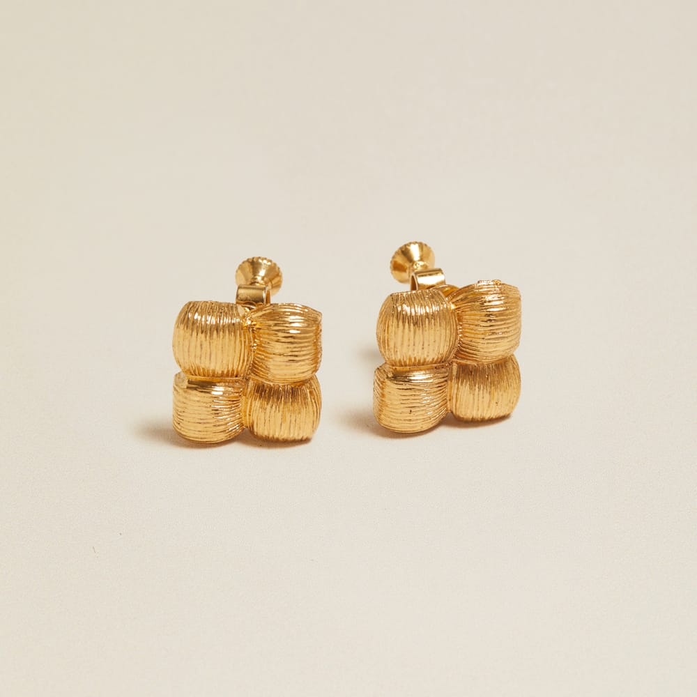 Vintage Textured Woven Clip-On Earrings