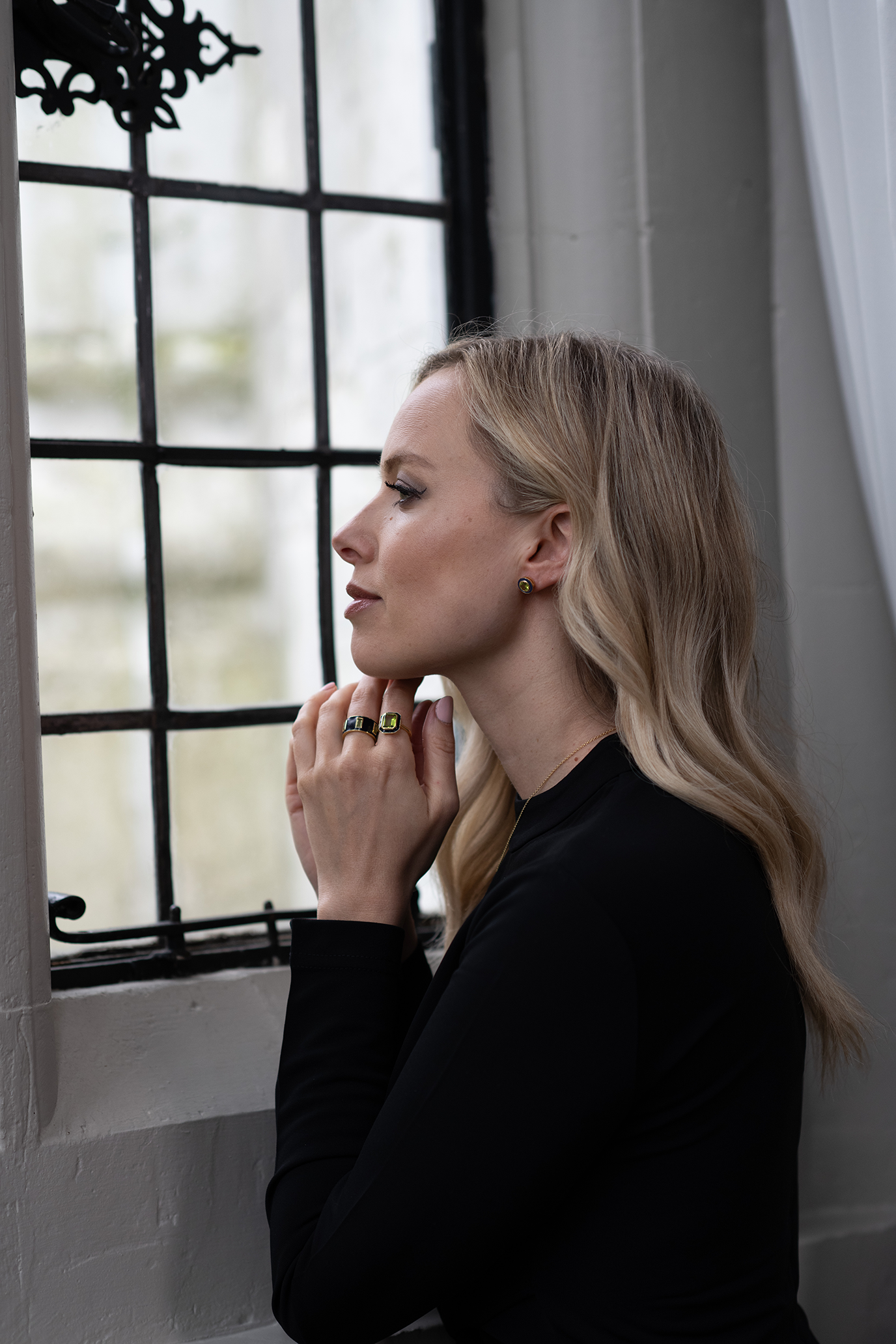 Peridot and Navy Enamel Stud Earrings