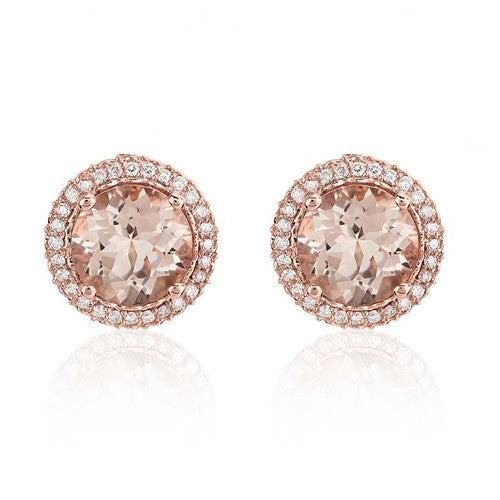 Rose Gold Morganite Halo Studs