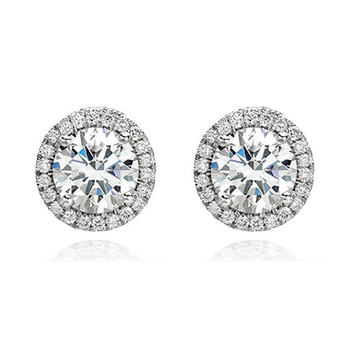 18ct White Gold Diamond Halo Studs