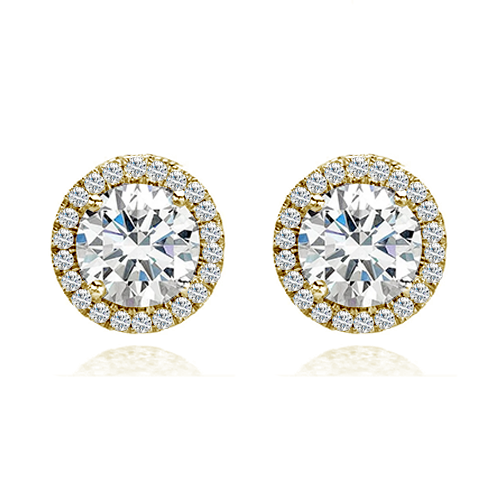18ct Yellow Gold Diamond Halo Studs