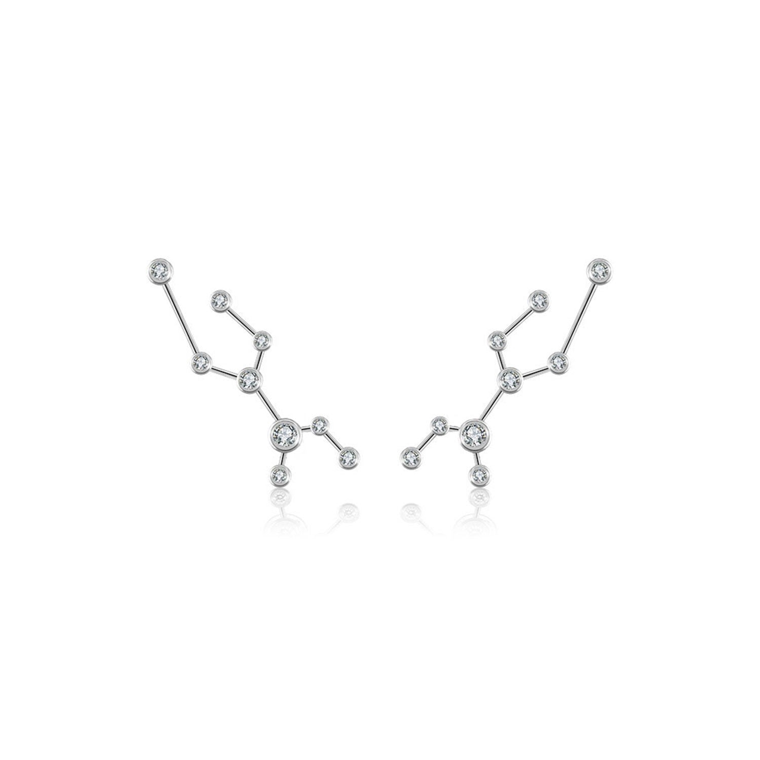 Virgo Zodiac Constellation Earring 18K White Gold & Diamond