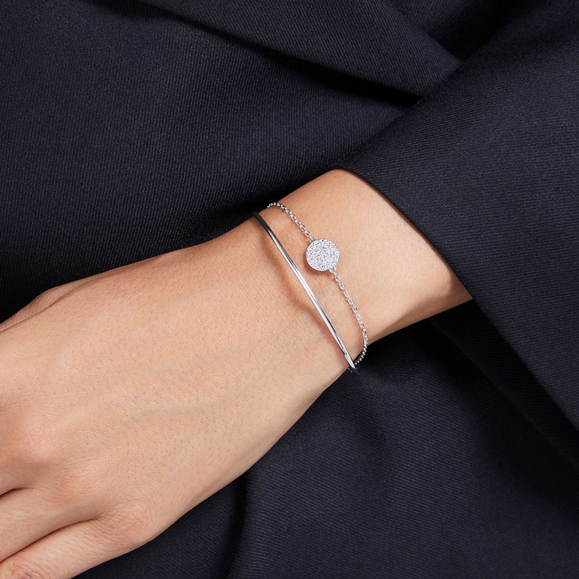 SUBLIMA BANGLE WHITE RHODIUM PLATED