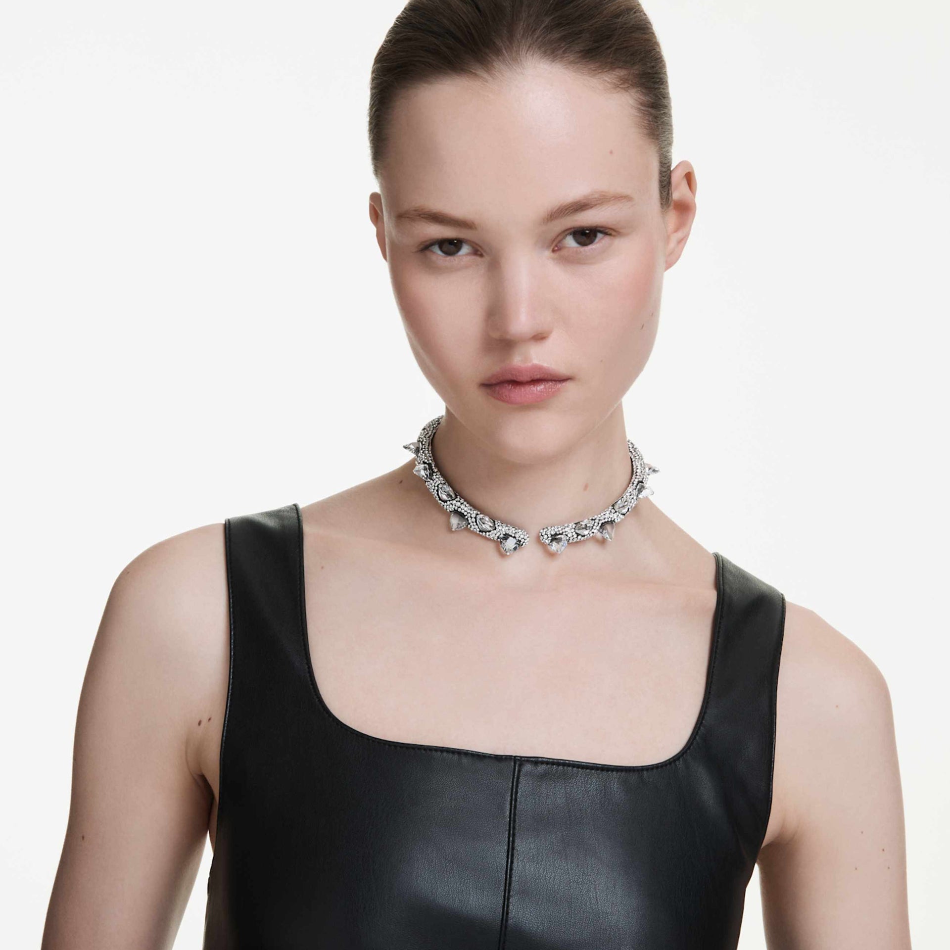 SUBLIMA CHOKER WHITE RUTHENIUM PLATED