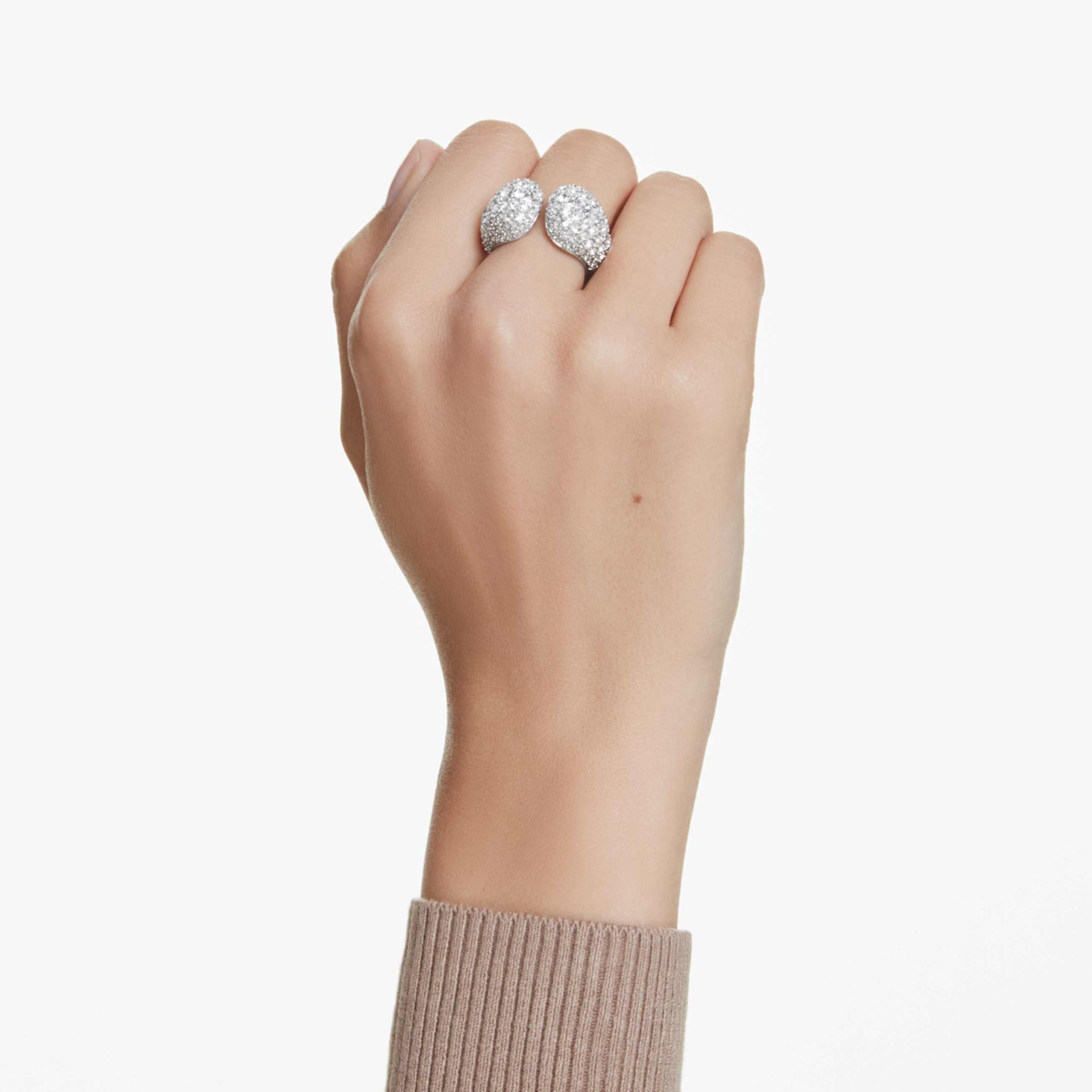 SUBLIMA COCKTAIL RING ROUND CUT WHITE RHODIUM PLATED