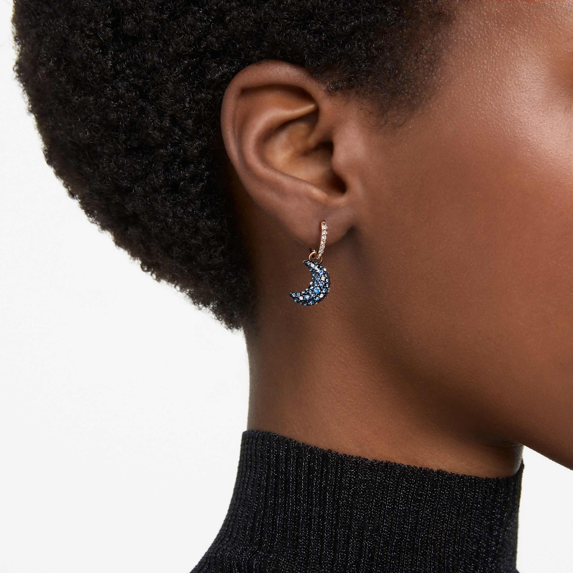 SUBLIMA DROP EARRINGS CRYSTAL PEARL ASYMMETRICAL DESIGN MOON MULTICOLORED ROSE GOLD TONE PLATED