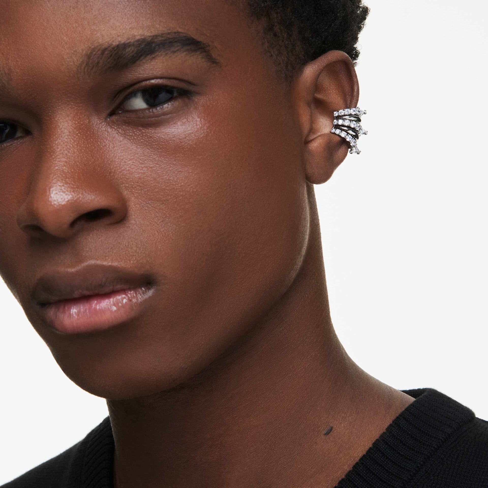SUBLIMA EAR CUFFS WHITE RUTHENIUM PLATED