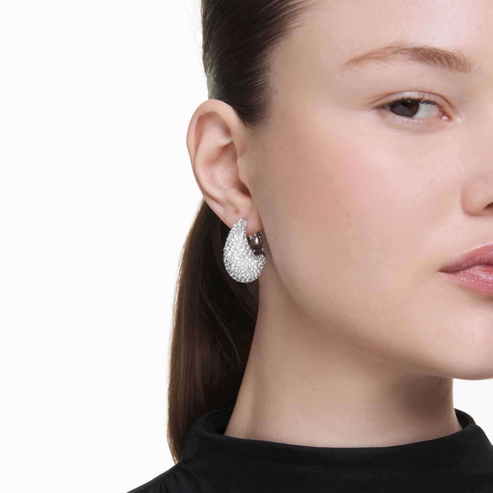 SUBLIMA EARRINGS LARGE WHITE RHODIUM PLATED