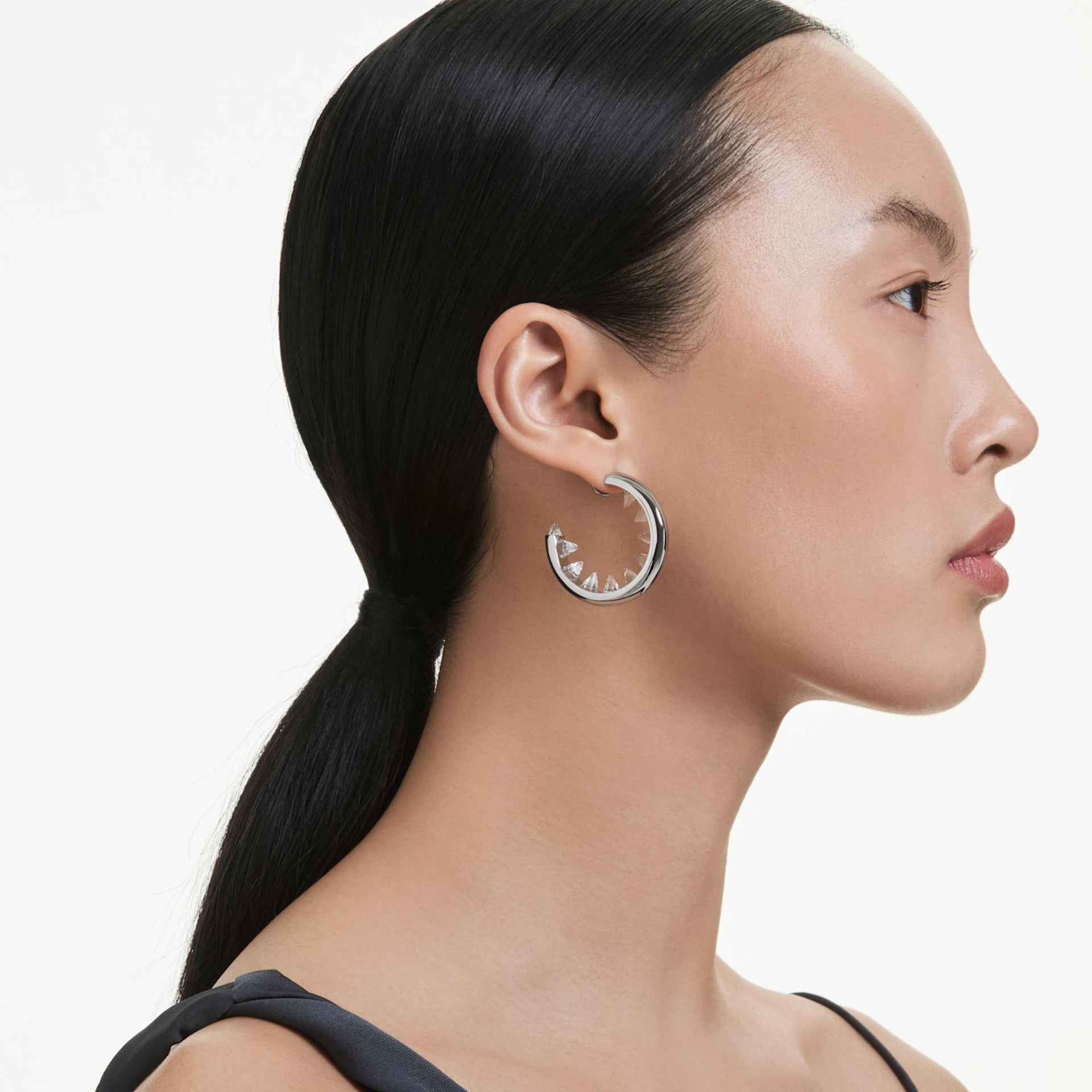 SUBLIMA HOOP EARRINGS WHITE RHODIUM PLATED