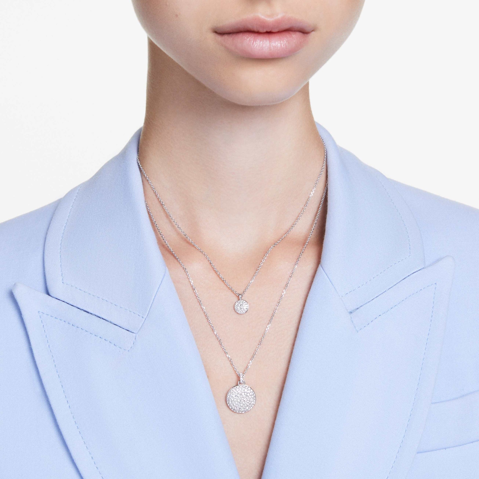 SUBLIMA LAYERED PENDANT WHITE RHODIUM PLATED