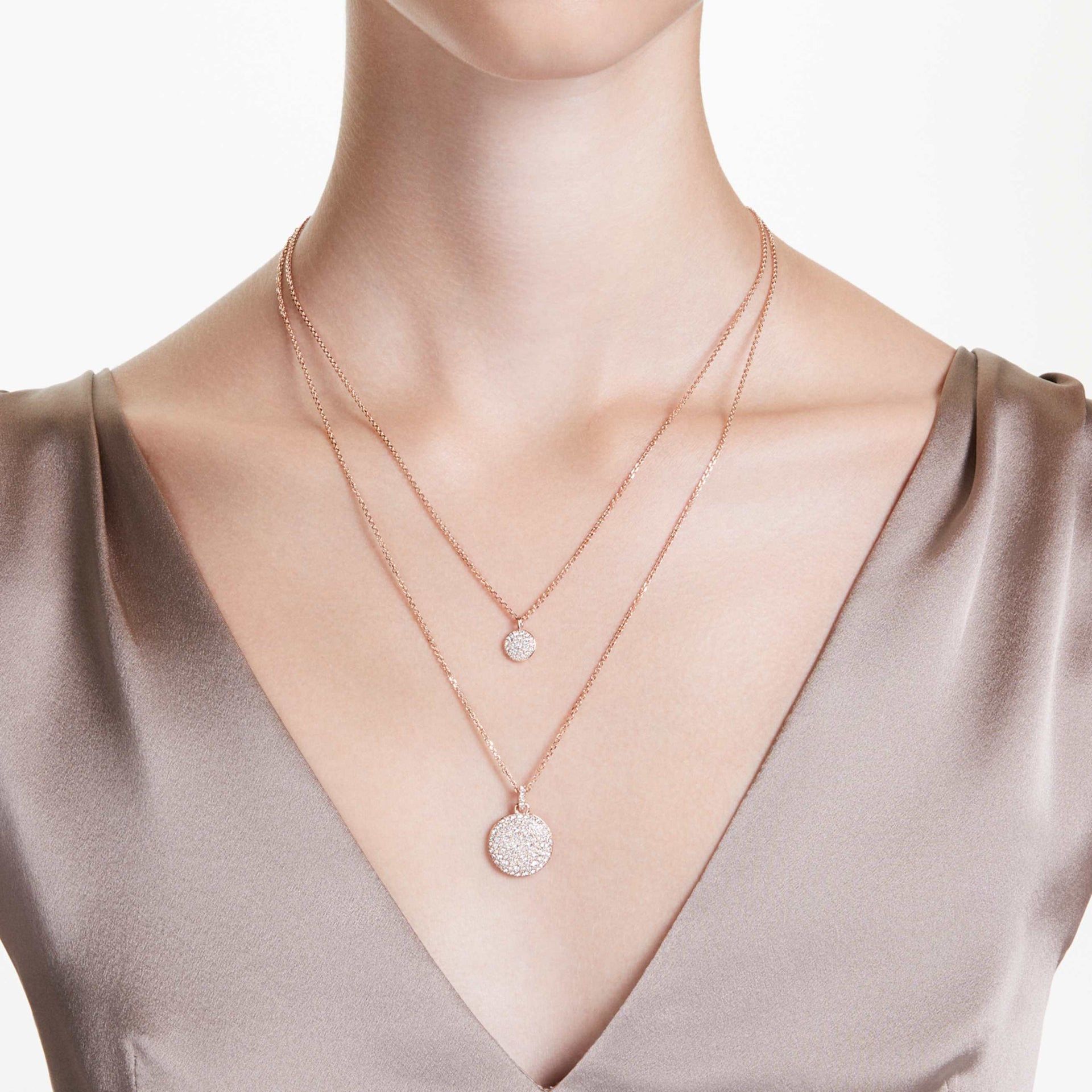 SUBLIMA LAYERED PENDANT WHITE ROSE GOLD TONE PLATED