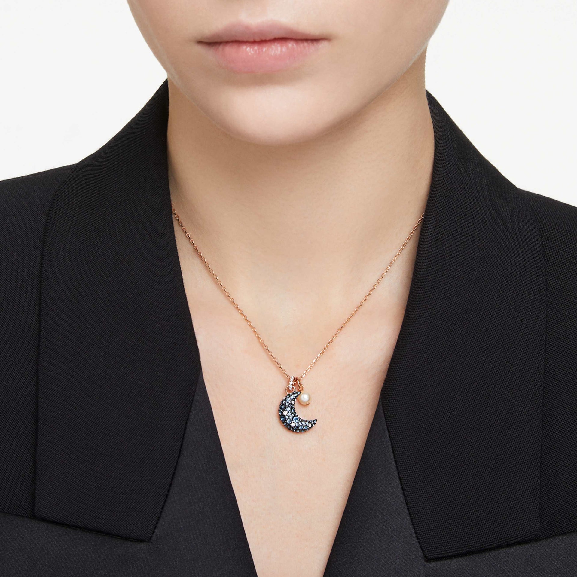 SUBLIMA PENDANT CRYSTAL PEARL MOON MULTICOLORED ROSE GOLD TONE PLATED