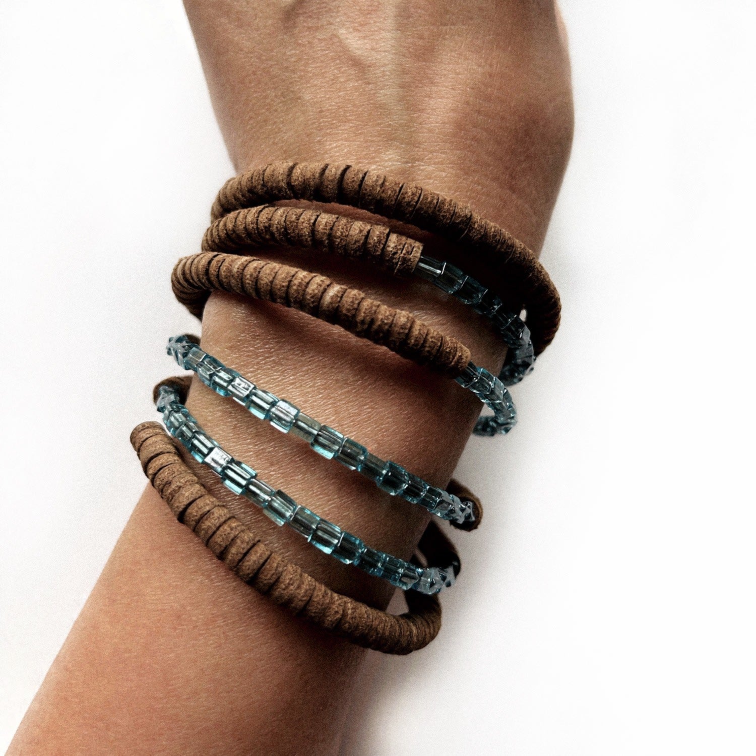 Suede Spiral Beaded Cuff