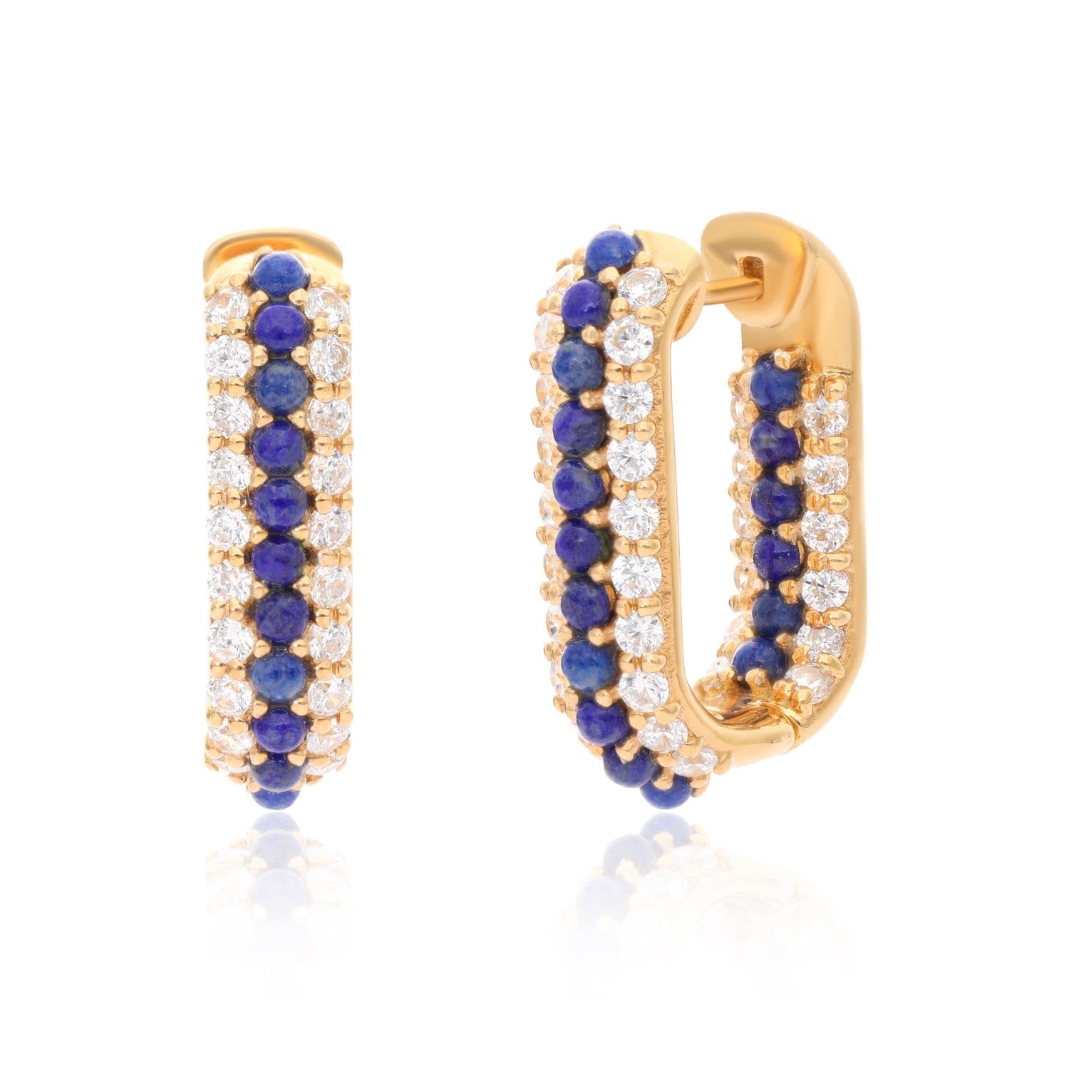 Summer Sparkle U-Shaped Lapis Lazuli Vermeil Hoops