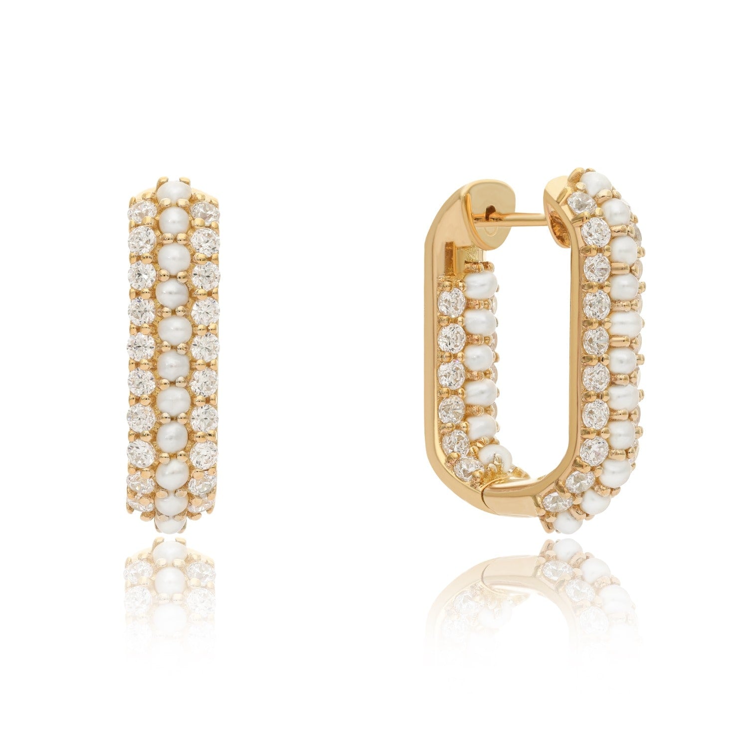 Summer Sparkle U-Shaped Pearl Hoops