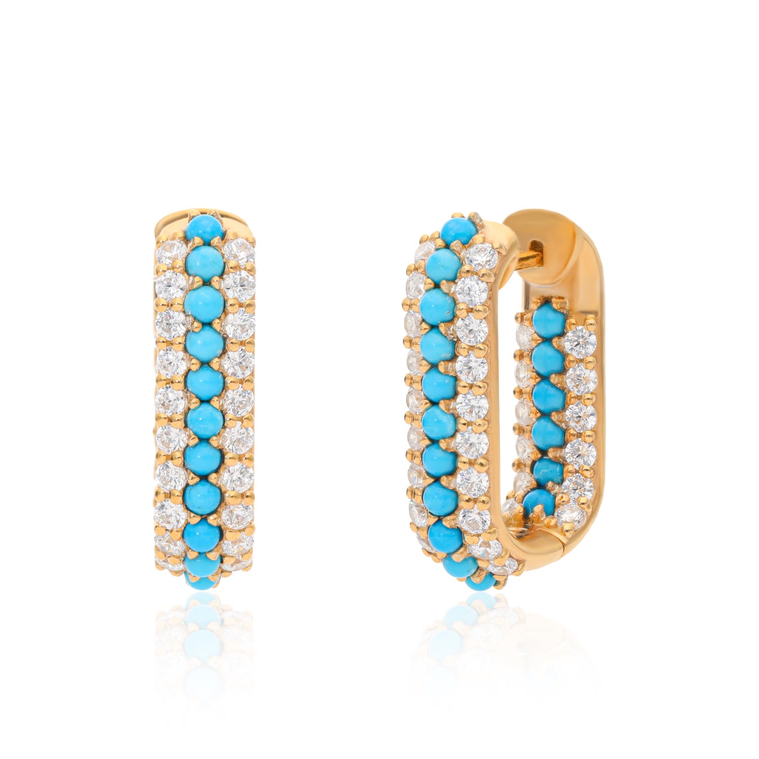Summer Sparkle U-Shaped Turquoise Vermeil Hoops