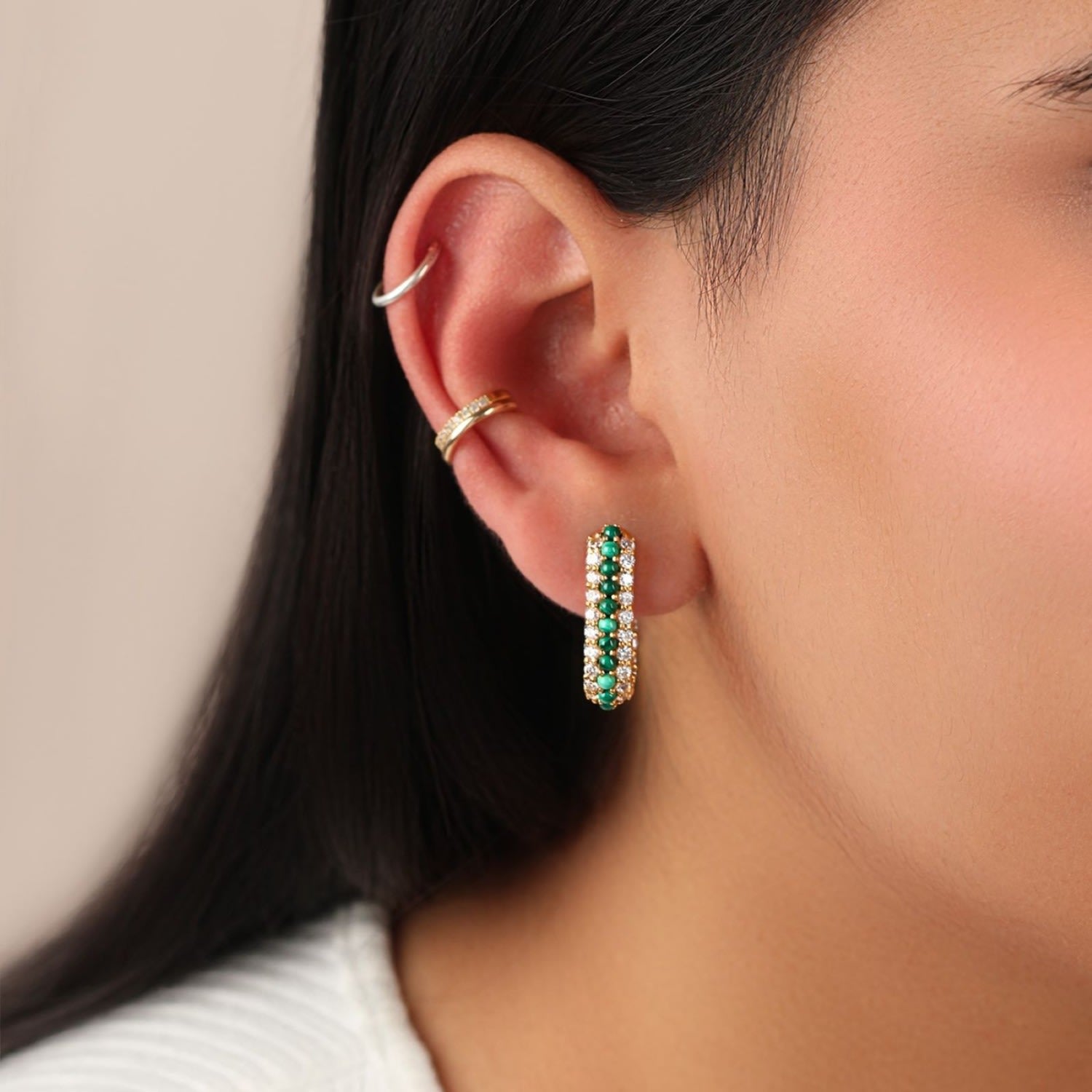 Summer Sparkle U-Shaped Vermeil Hoops