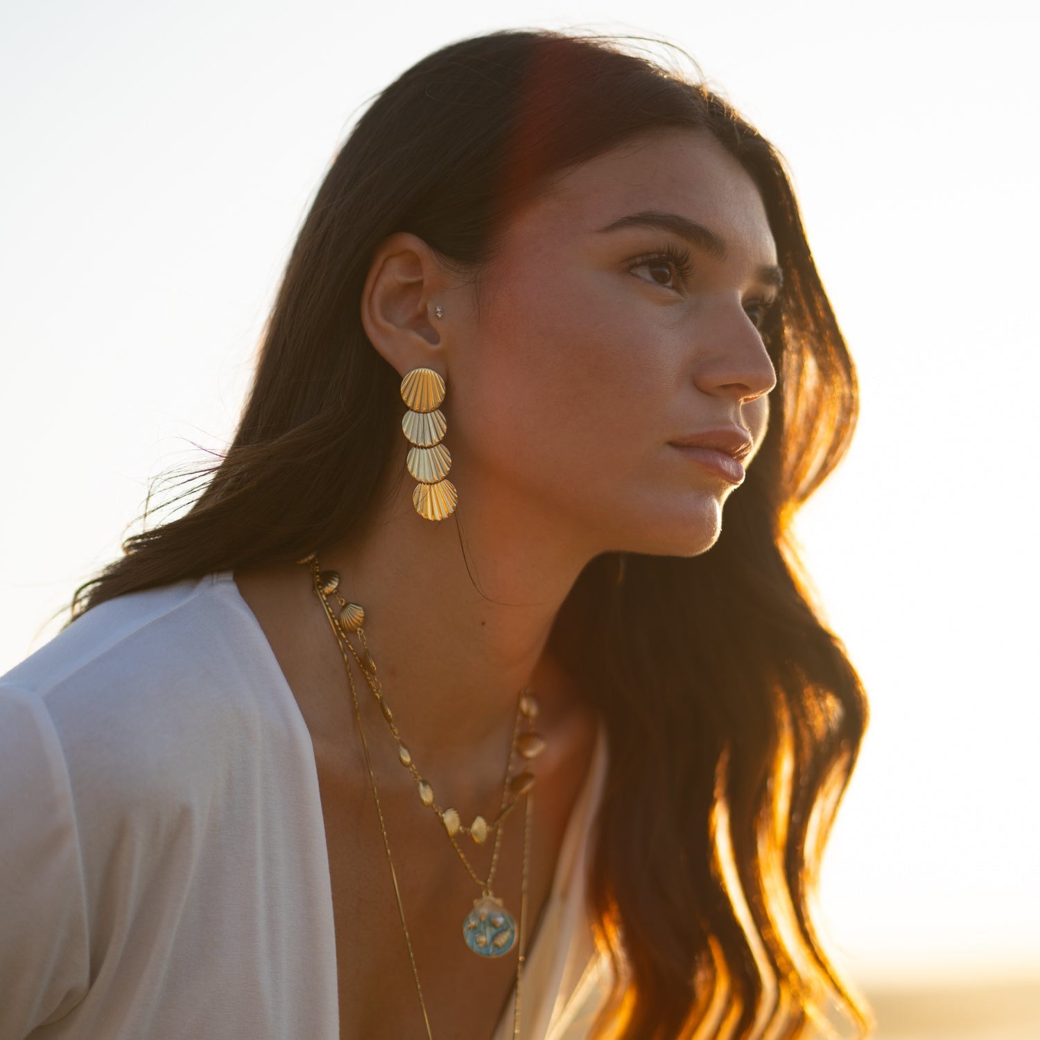 Sun Kissed Seashell Energy Earrings - Gold