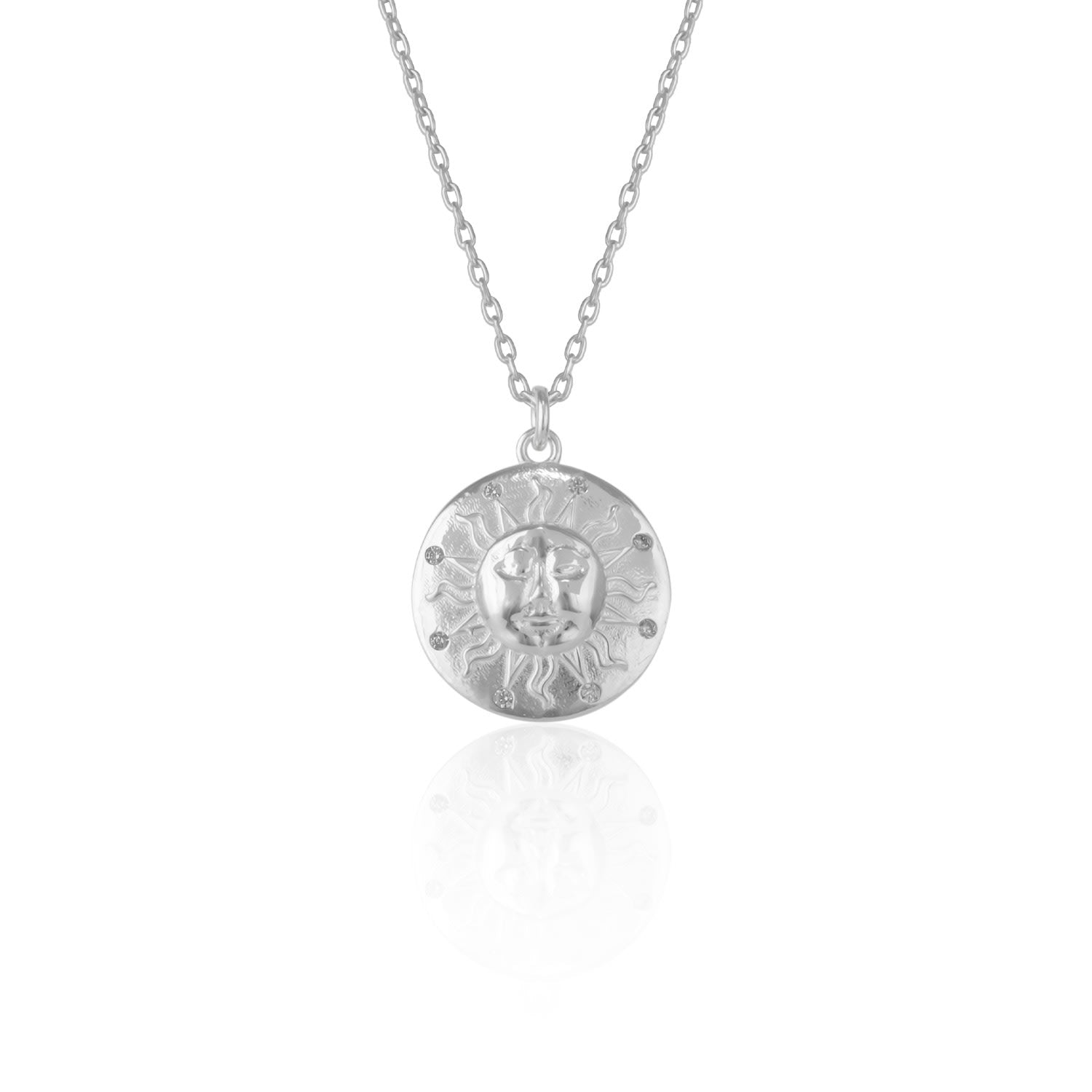 Sun Silhouette Sterling Silver Necklace - Silver