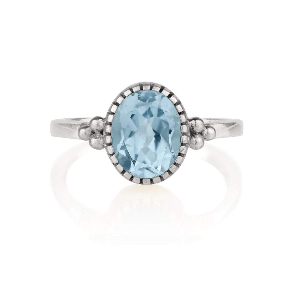 Sundar Silver Ring - Blue Topaz