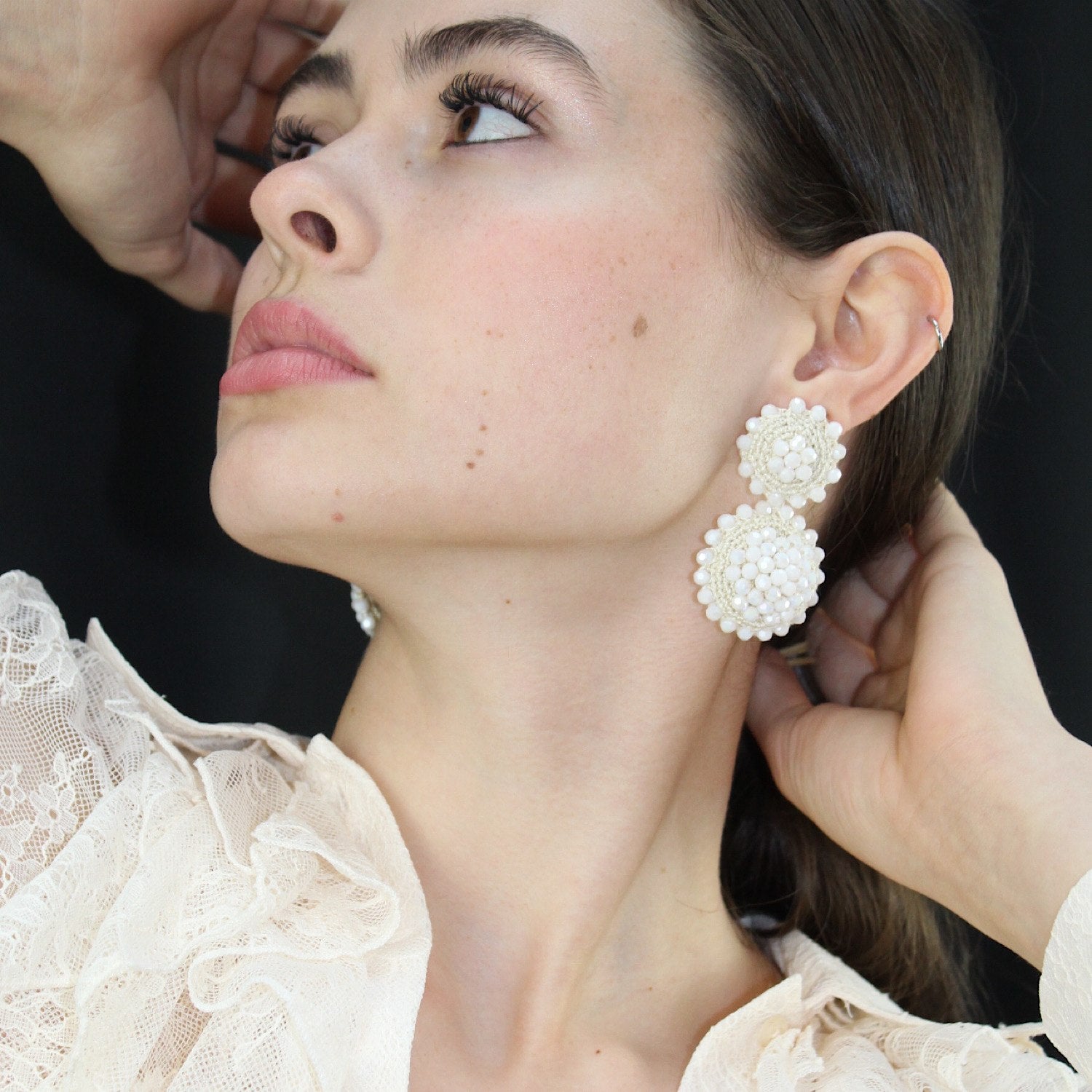 Sunflower Drop Earrings Nude