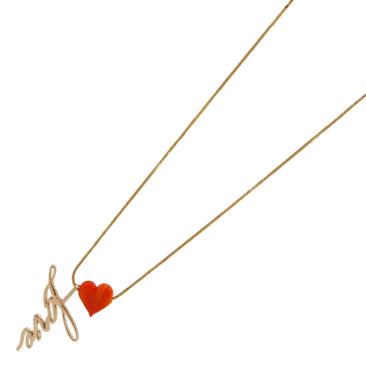 Sunset Heart Love Letter Gold Chain Necklace - Gold
