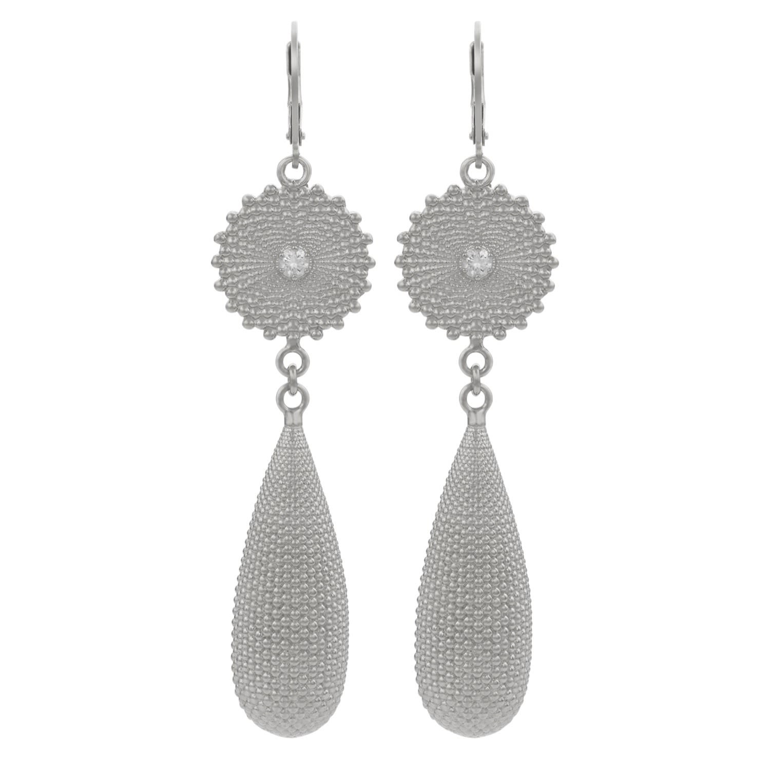 Sunshine Earrings Silver White Zircon