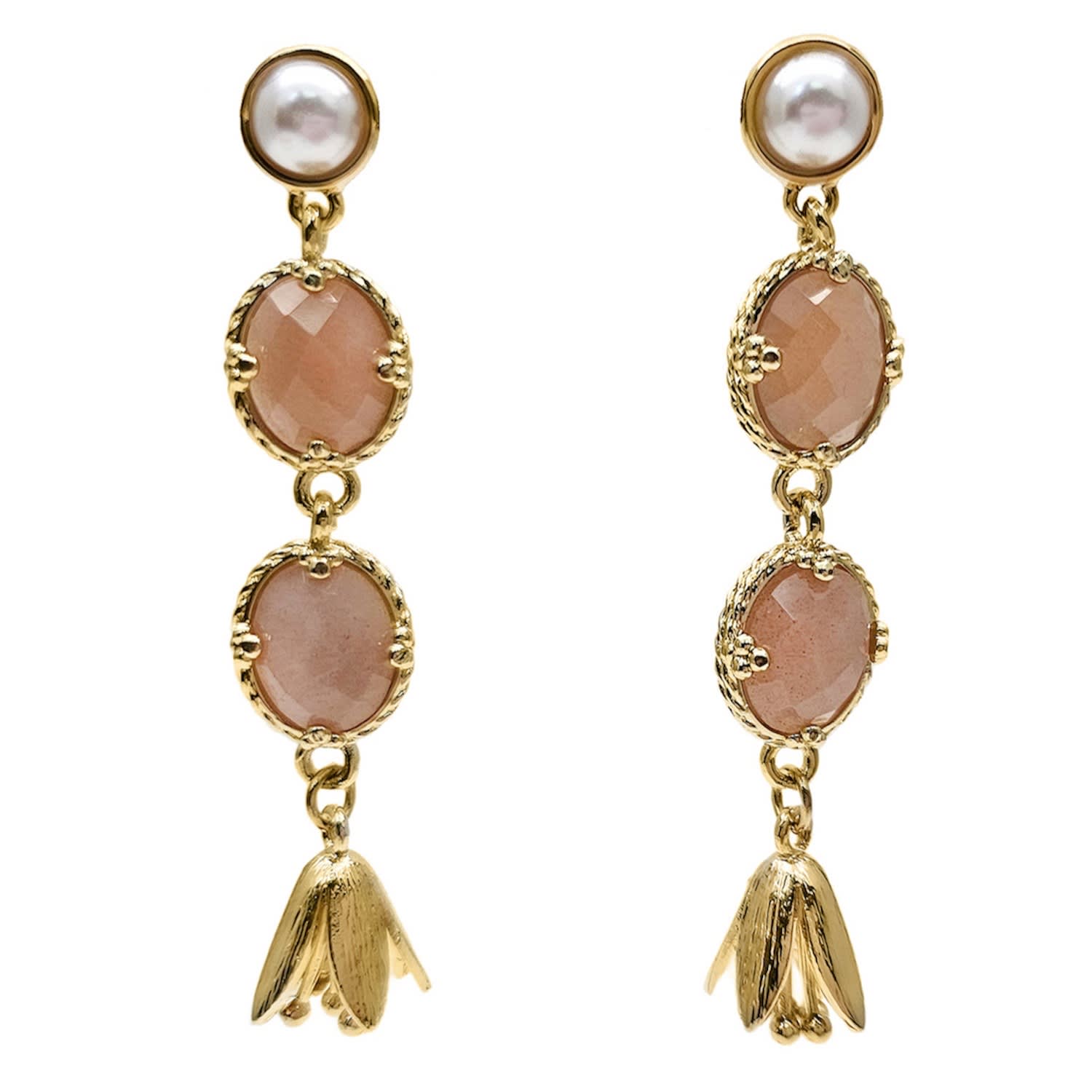 Sunstone Dangle Stud Earrings