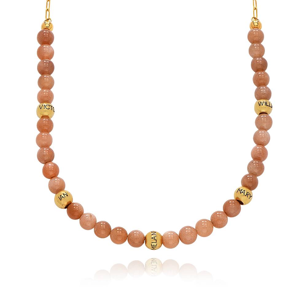 Sunstone Semi-Precious Balance Bead Necklace in 18K Gold Plating