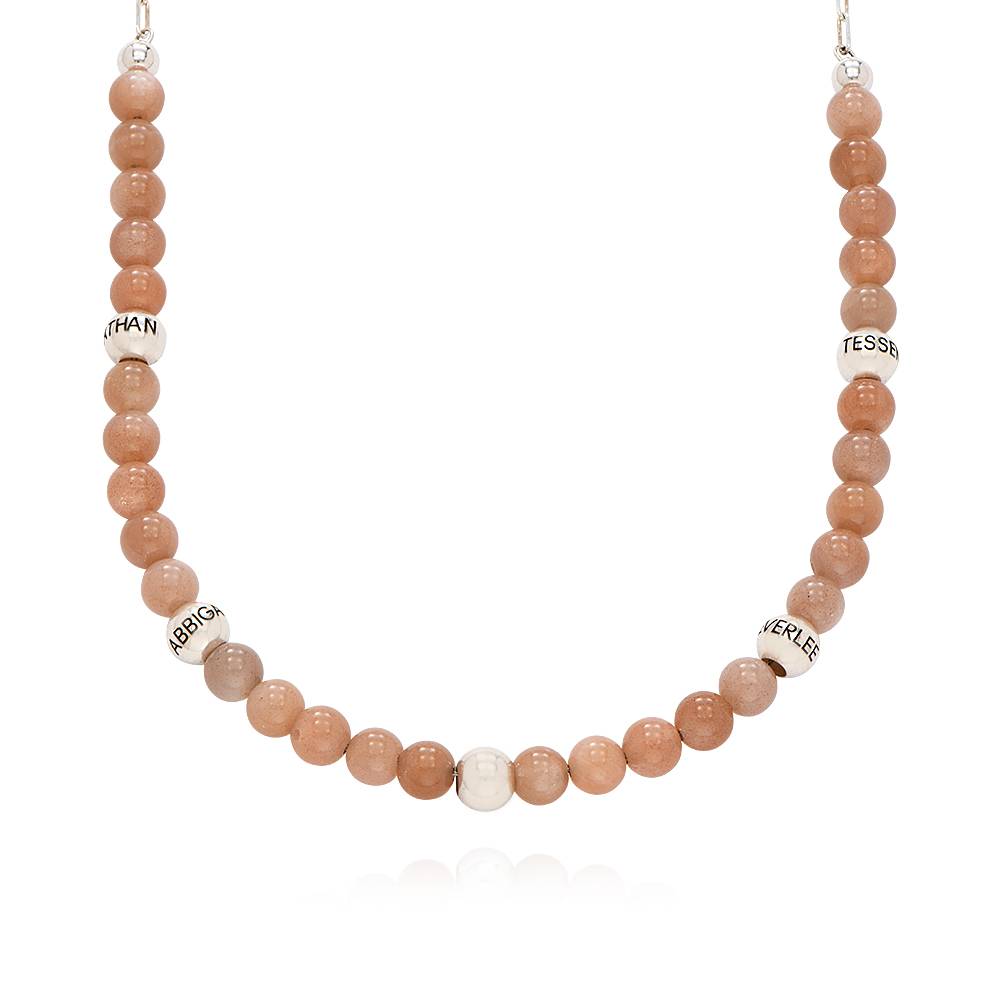 Sunstone Semi-Precious Balance Bead Necklace in Sterling Silver